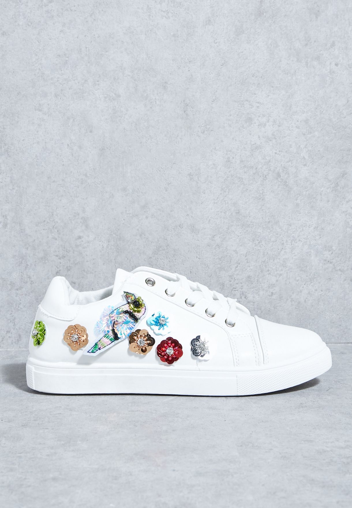 white embellished sneakers