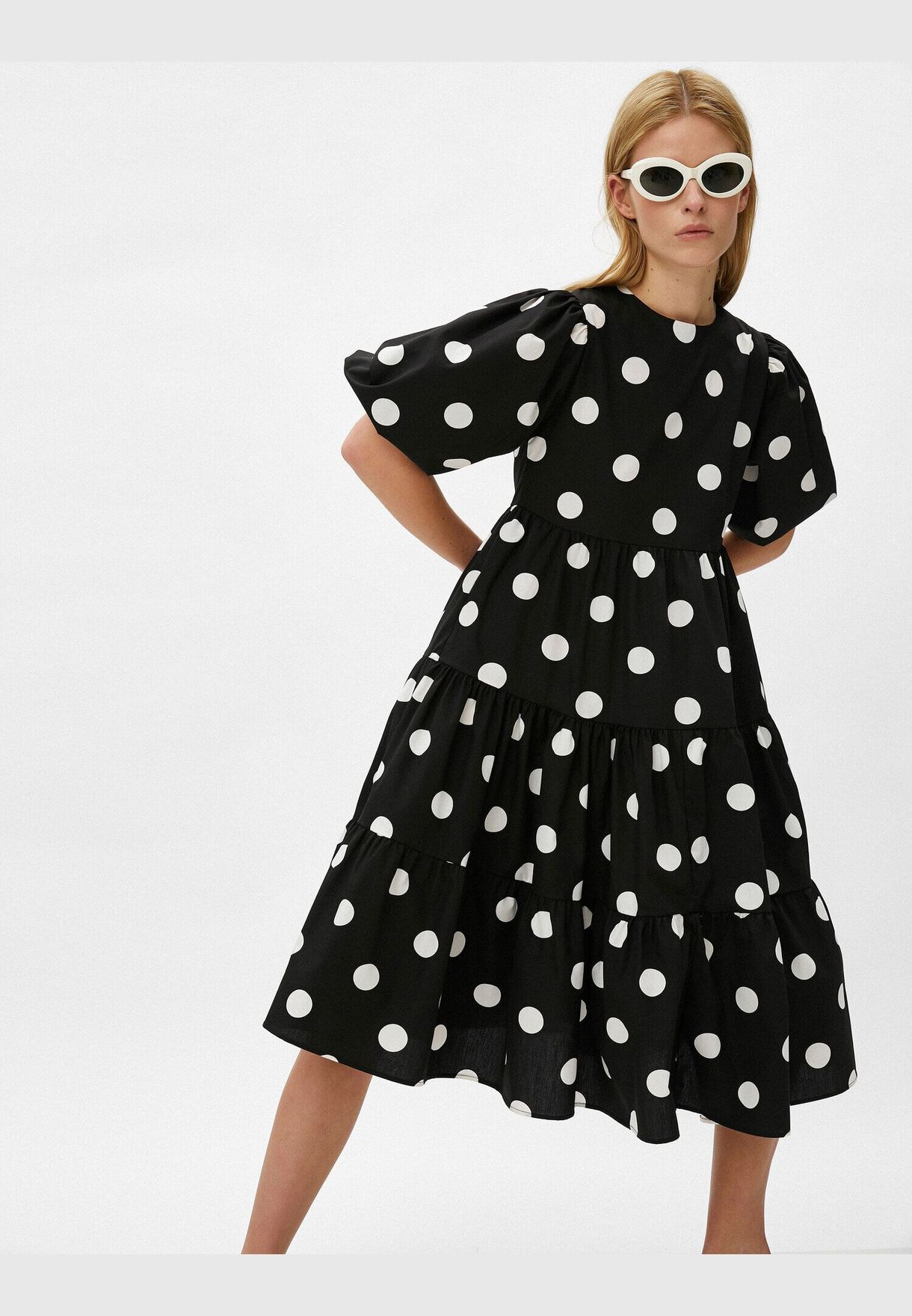 black polka dot dress