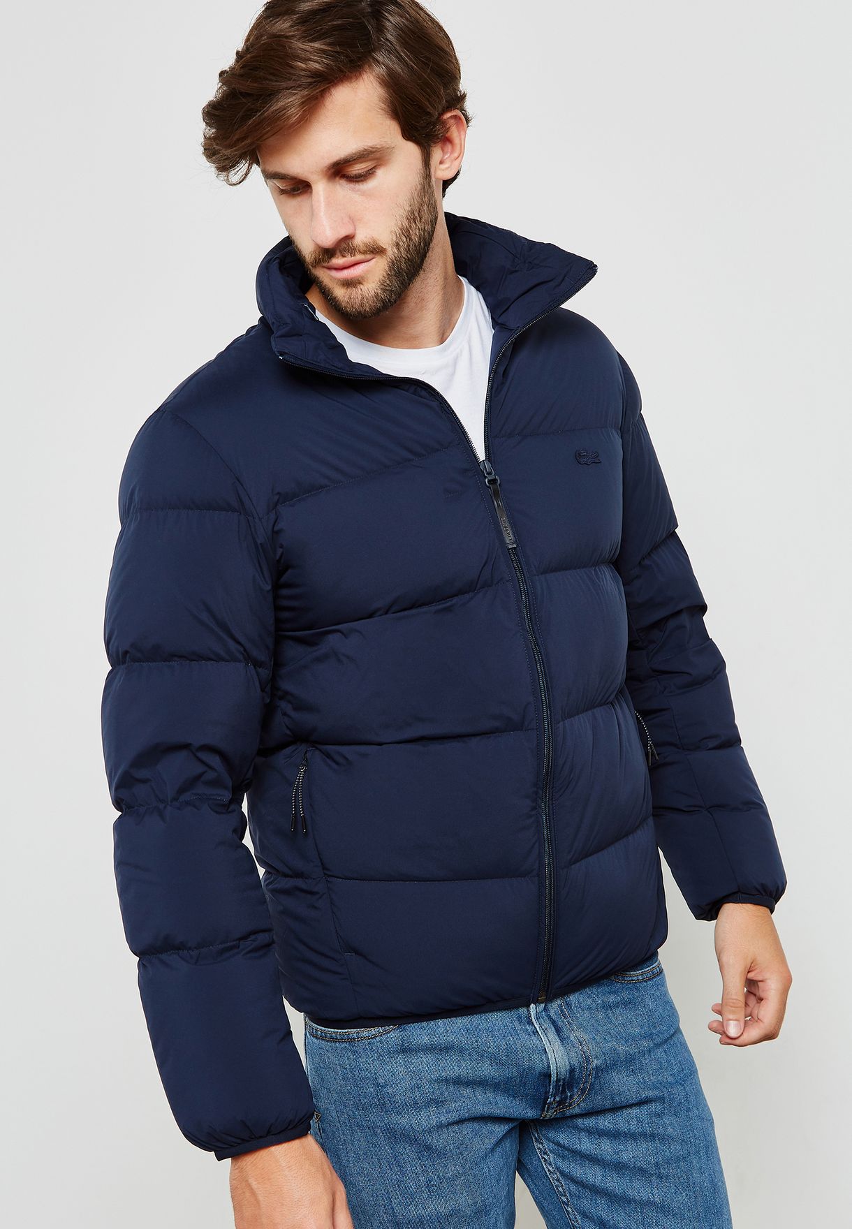 Buy Lacoste navy Puffa Hooded Jacket 