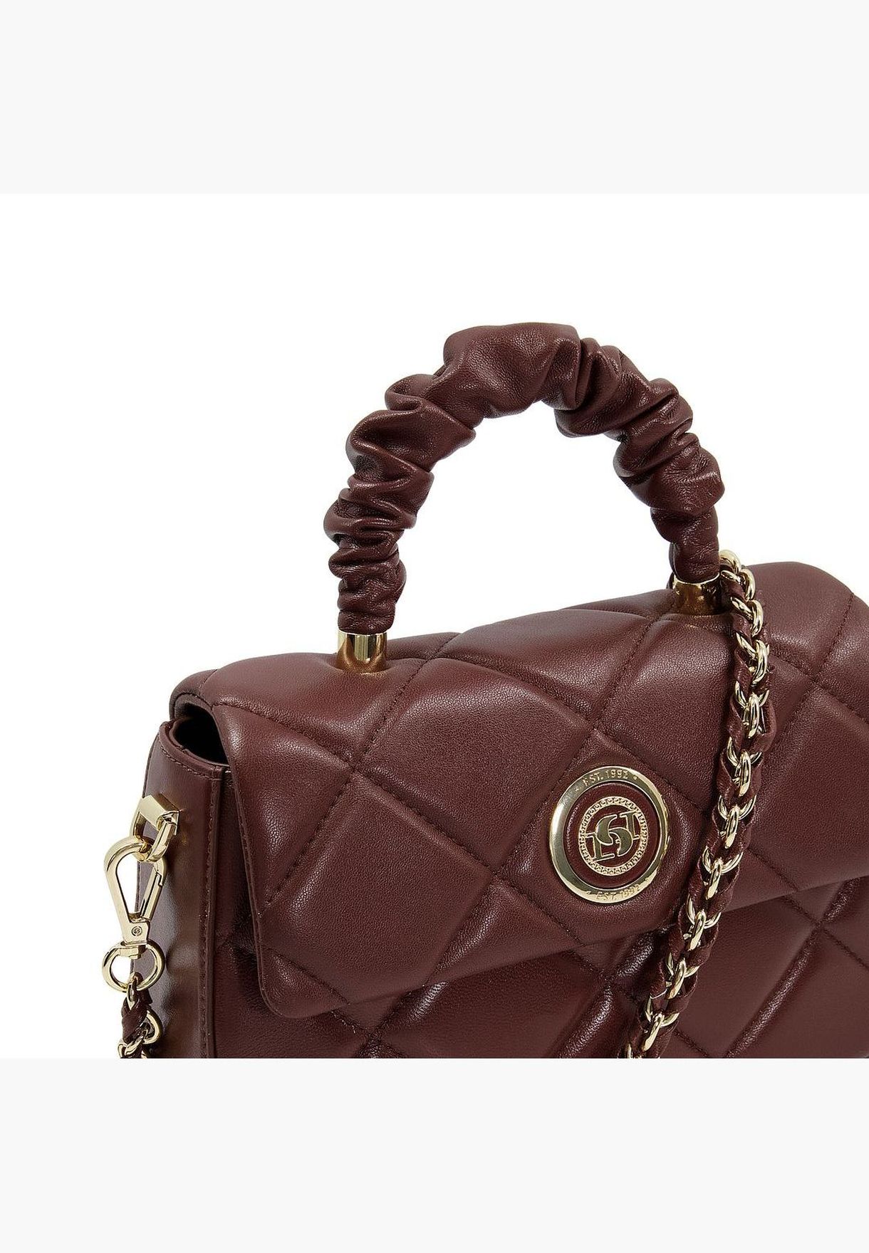 Duchess R Quilted Ruched Top Handle Mini Bag