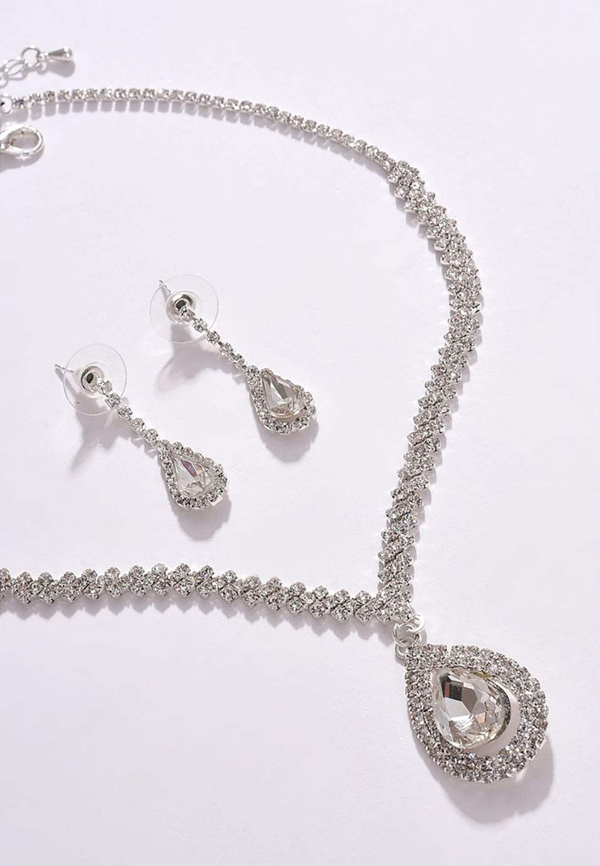 Pack of 3 Silver Plated American Diamond Necklace and Earring Set