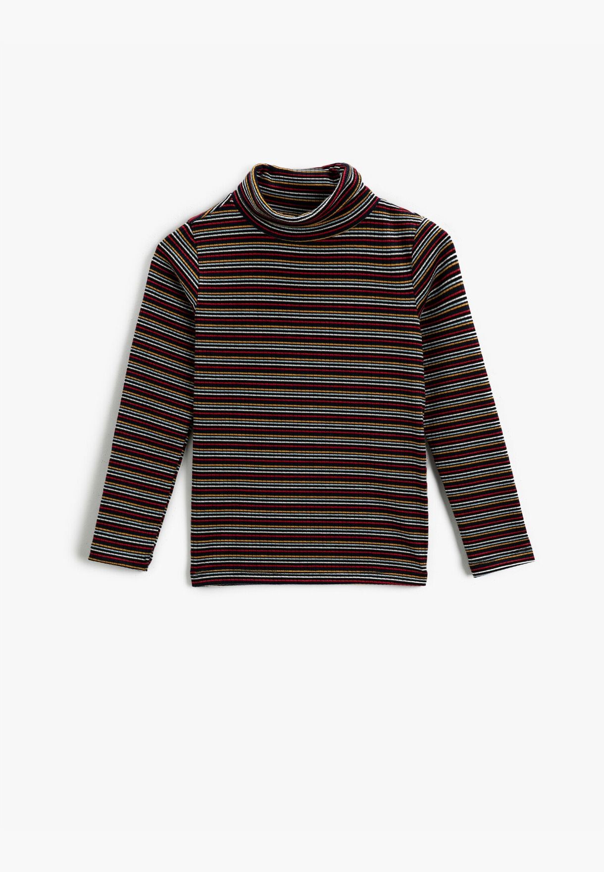Striped Turtleneck Long Sleeve T-Shirt