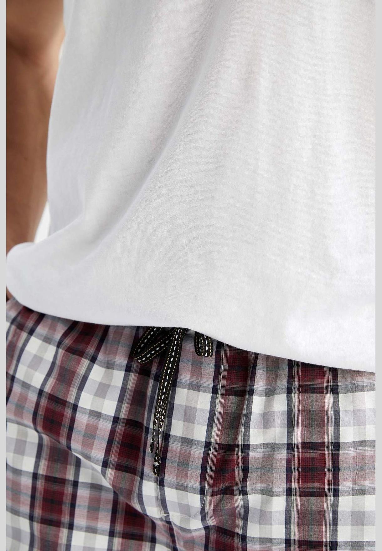 Regular Fit Tie Waist Check Print Pyjama Bottom