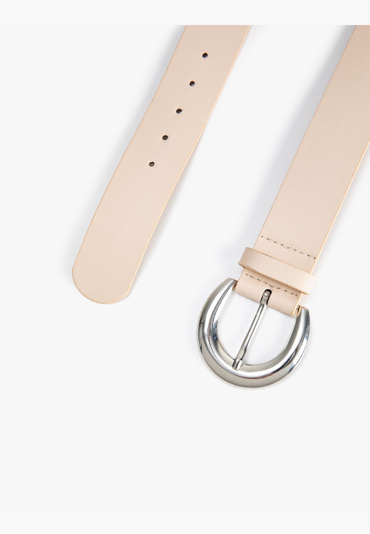 Faux Leather Metal Buckle Detail Belt