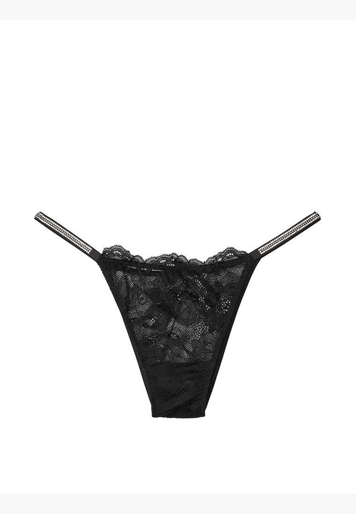 Buy Victorias Secret Black Lace Shine Strap Brazilian Panty For Women In Mena Worldwide