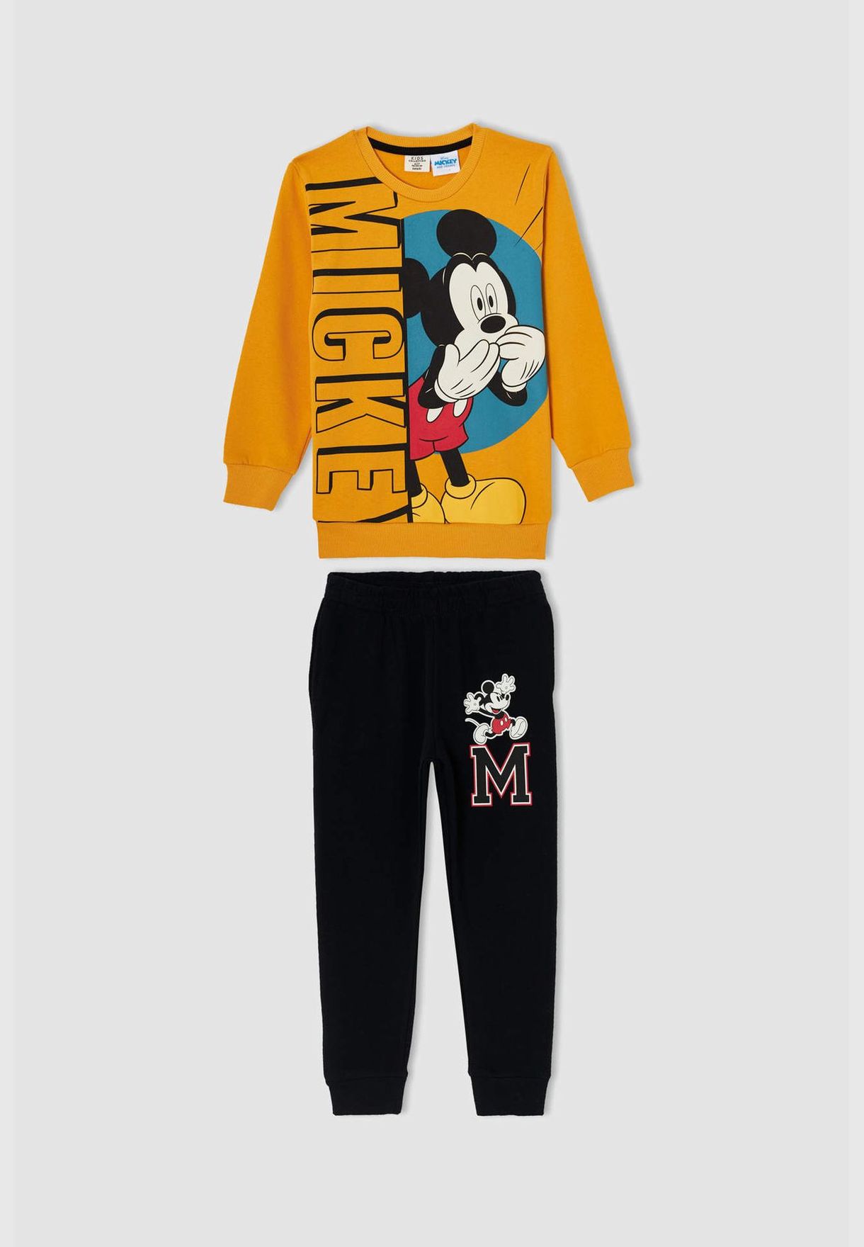 Mickey Mouse Licenced 2 Pack Boy Homewear Regular Fit Crew Neck Knitted Pyjamas