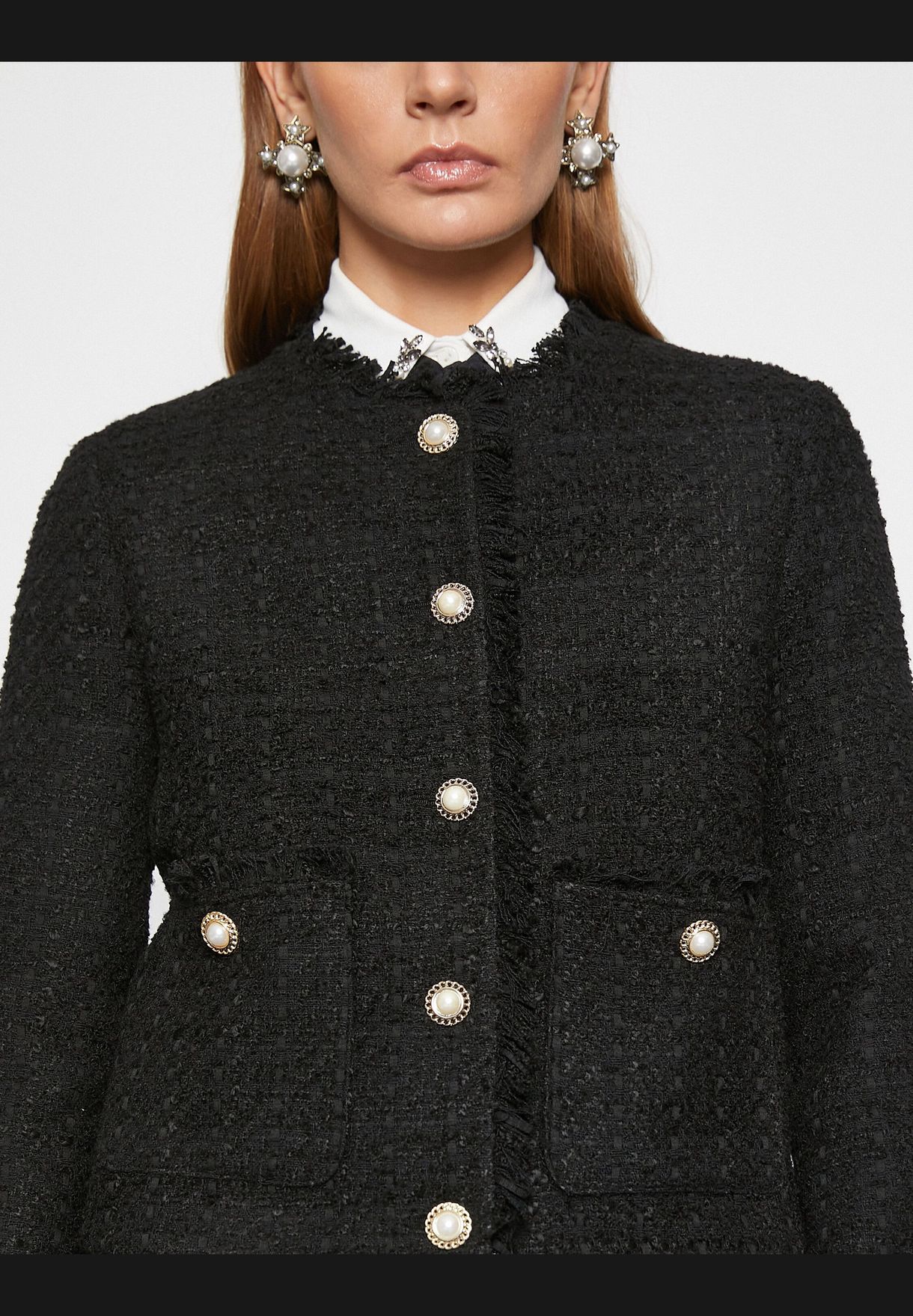 Melis Ağazat X Koton - Pearl Button Tweed Jacket
