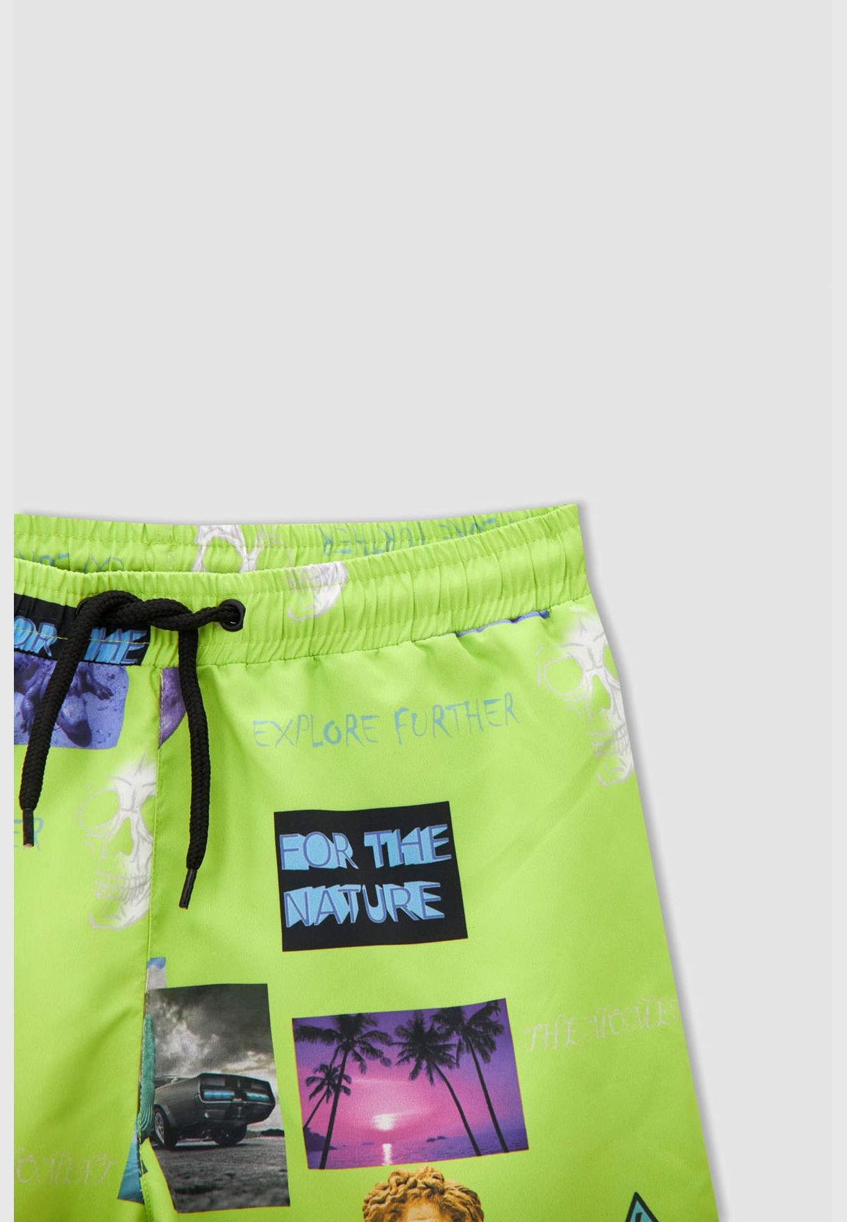 Patterned Drawstring Swim Shorts