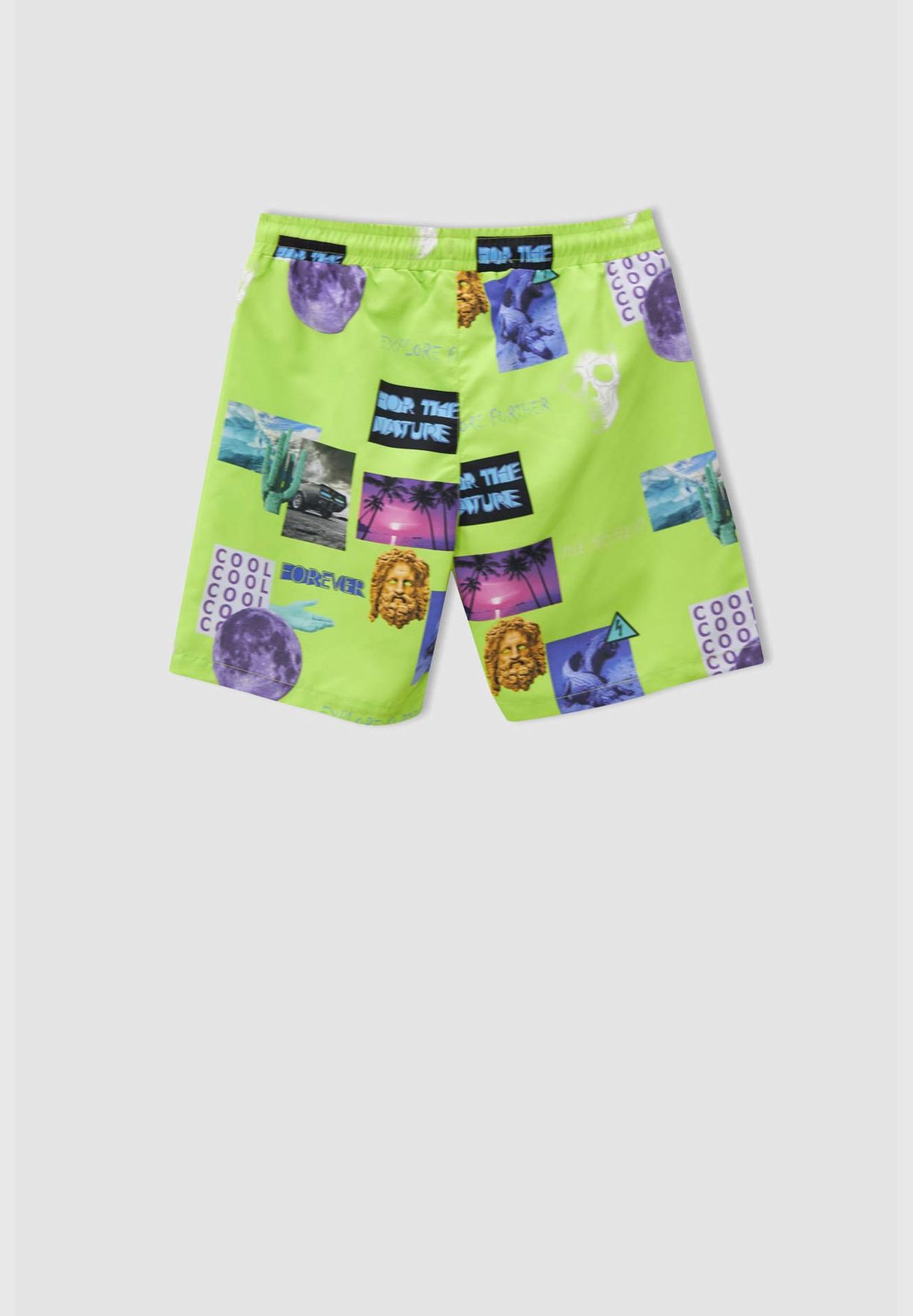 Patterned Drawstring Swim Shorts