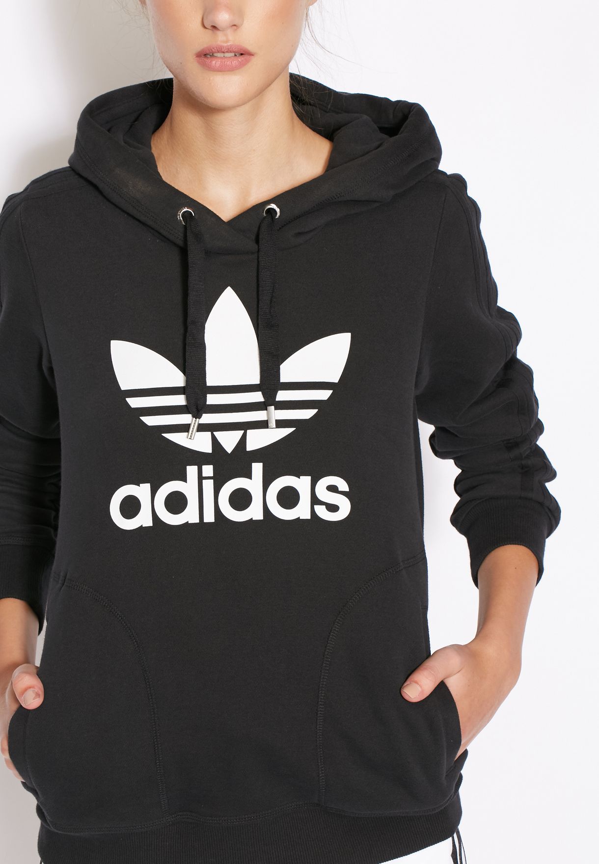 slim trefoil hoodie adidas