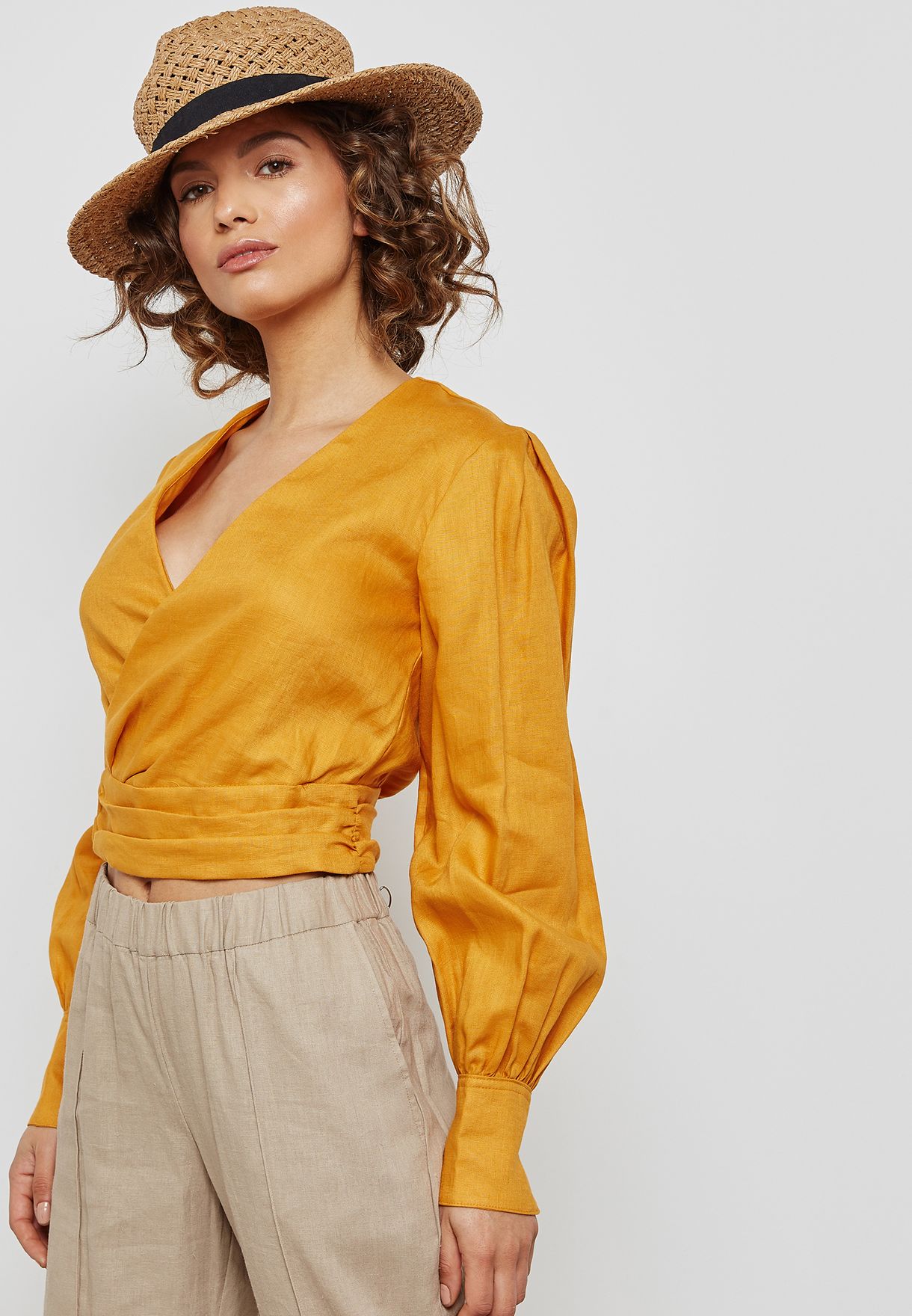 yellow wrap top