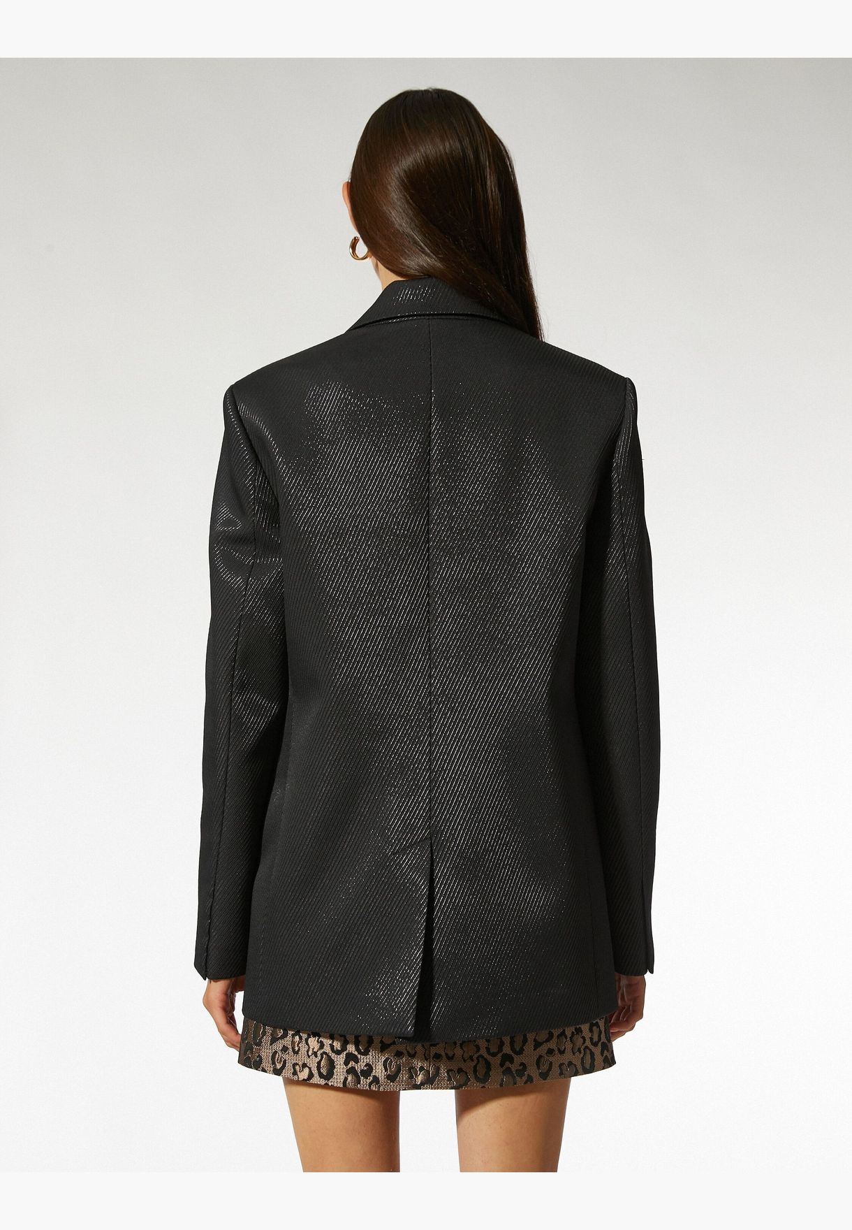 Ayşegül Afacan X Koton - Jacquard Oversized Blazer Jacket