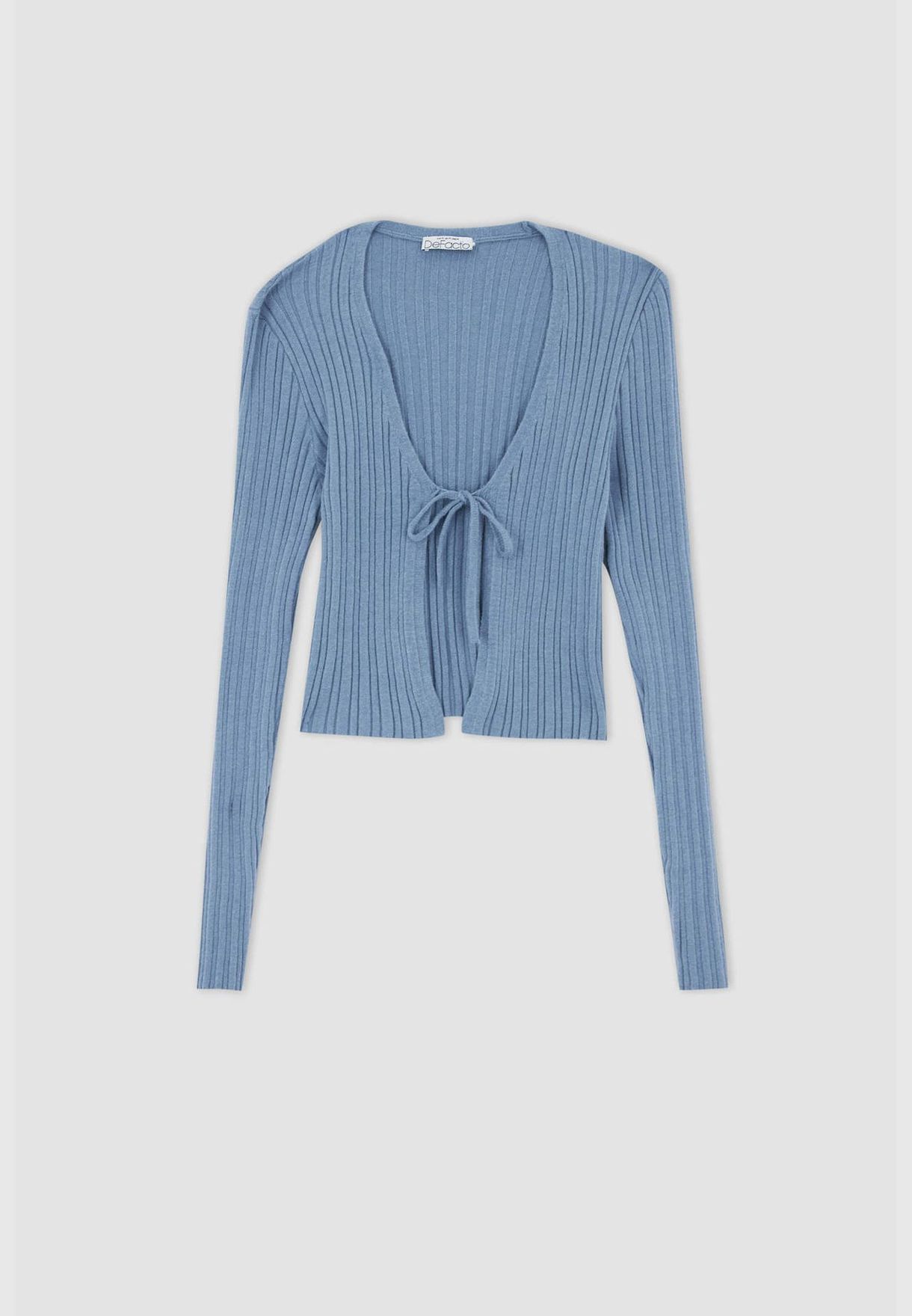 Tie Front Long Sleeve Cropped Cardigan