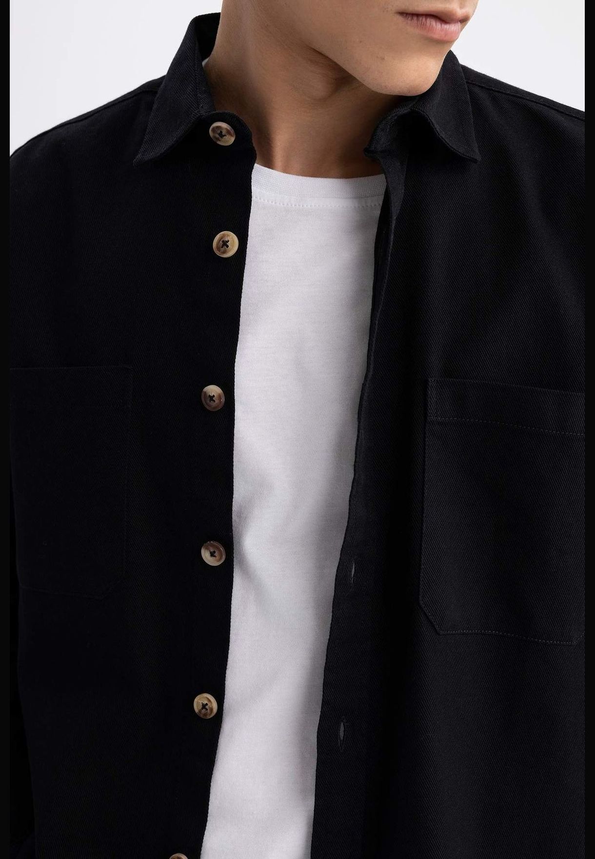 Regular Fit Long Sleeve Gabardine Shirt
