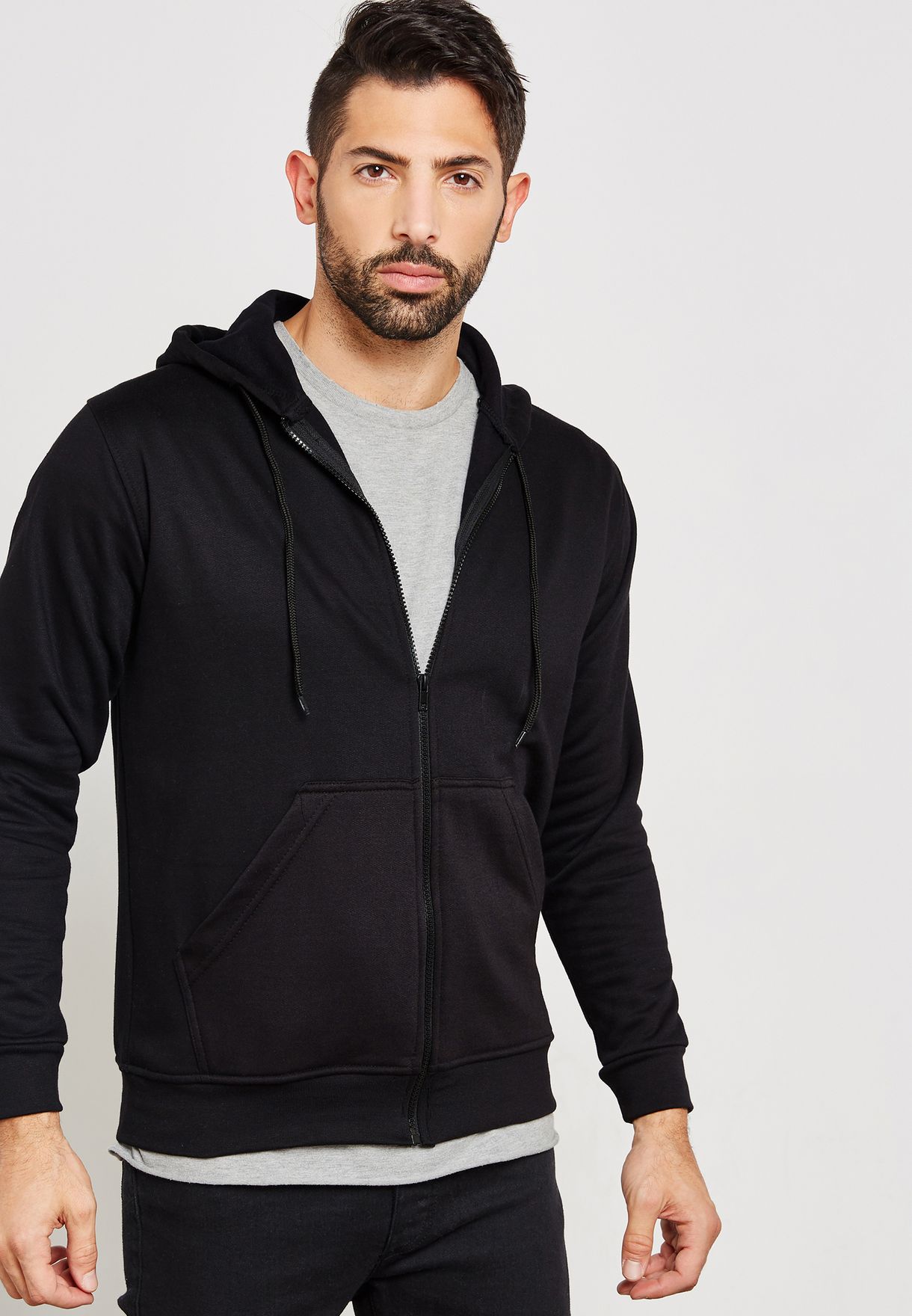 Buy Fifteen Minutes black Essential Zip Through Hoodie for Men in Dubai ...