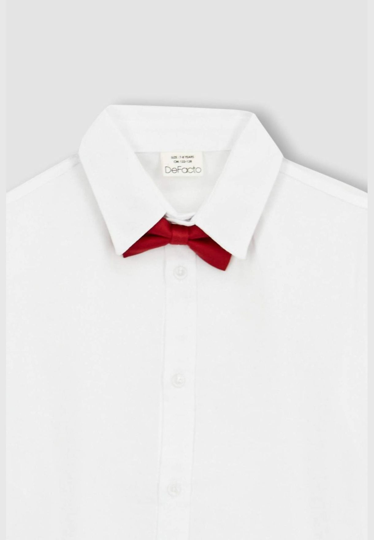 Boy Polo Neck Woven Long Sleeve Shirt
