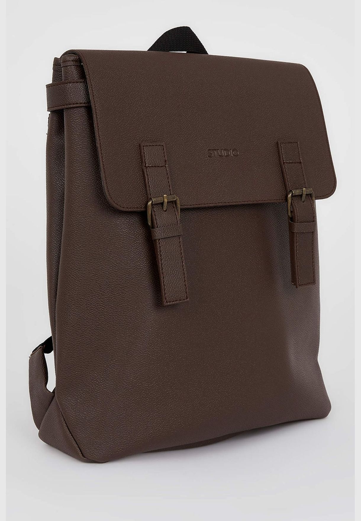 Man Faux Leather Backpack