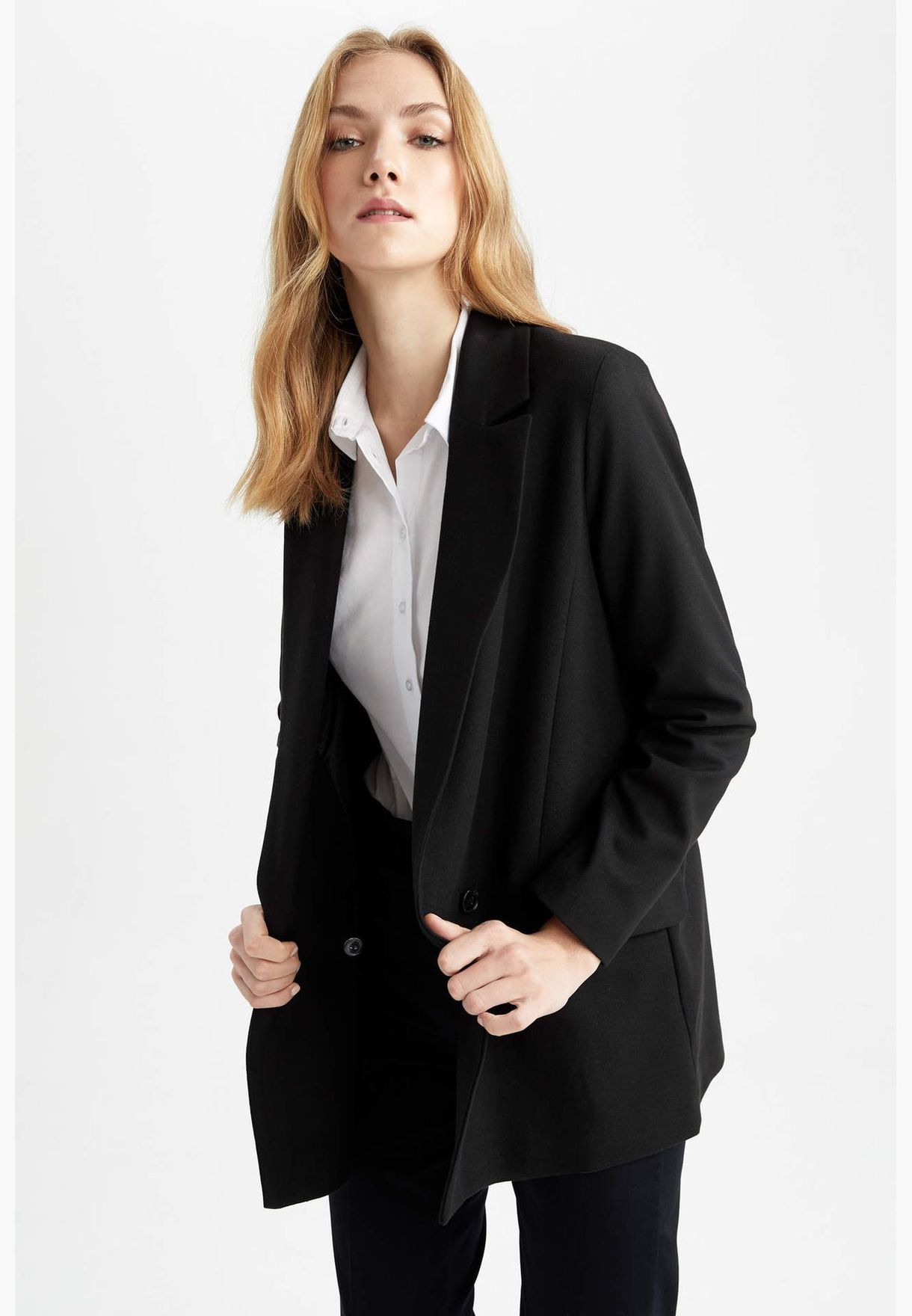 Oversized Fit Long Sleeve Side Split Blazer Jacket