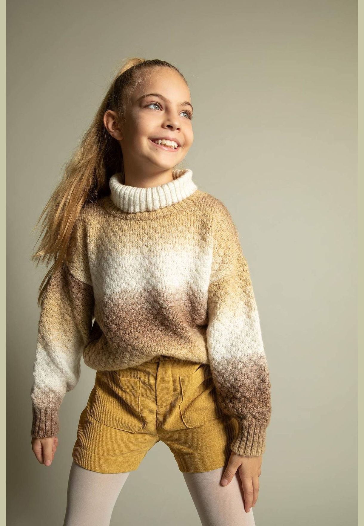 Girl Turtle Neck Long Sleeve Tricot Pullover