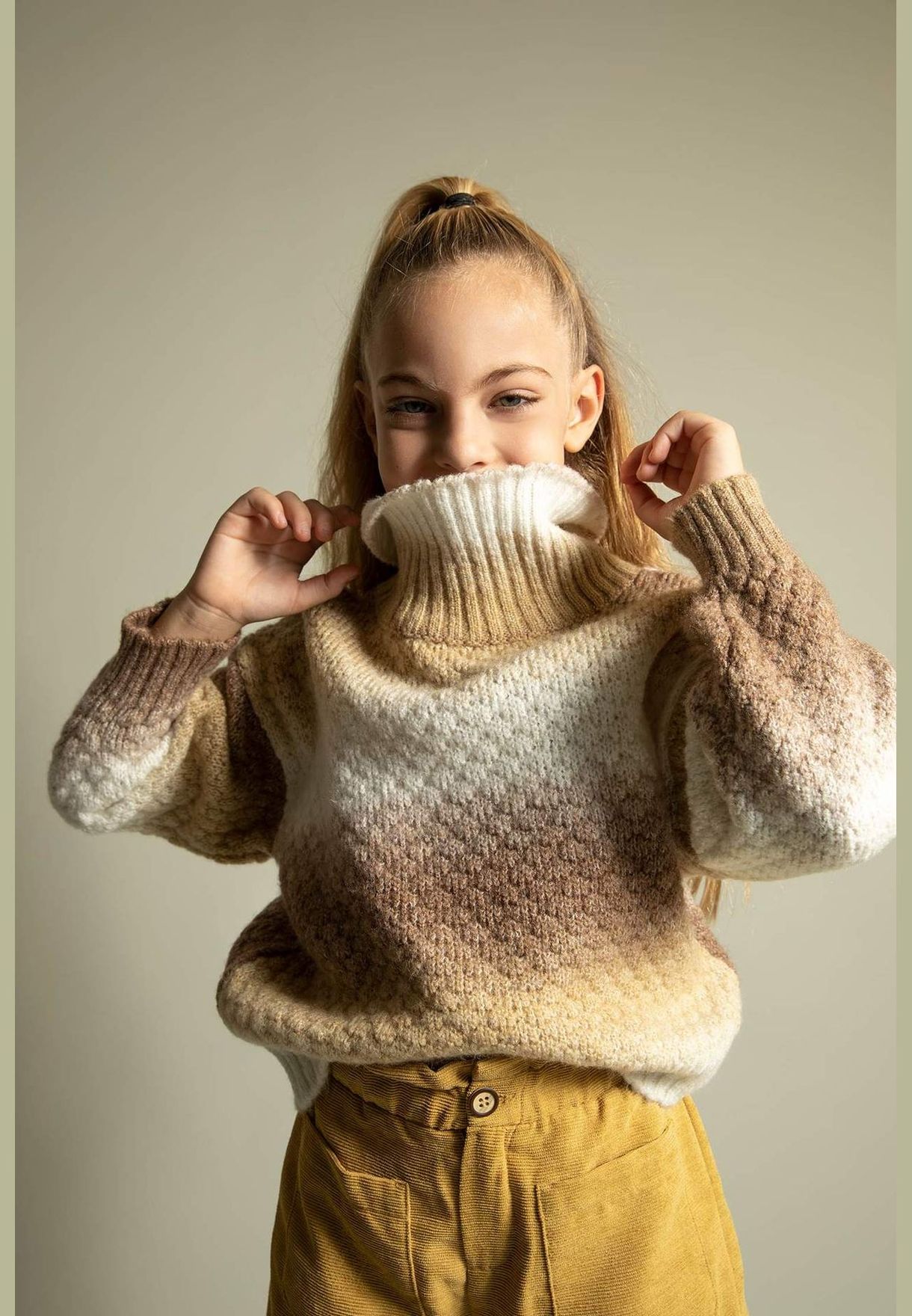 Girl Turtle Neck Long Sleeve Tricot Pullover