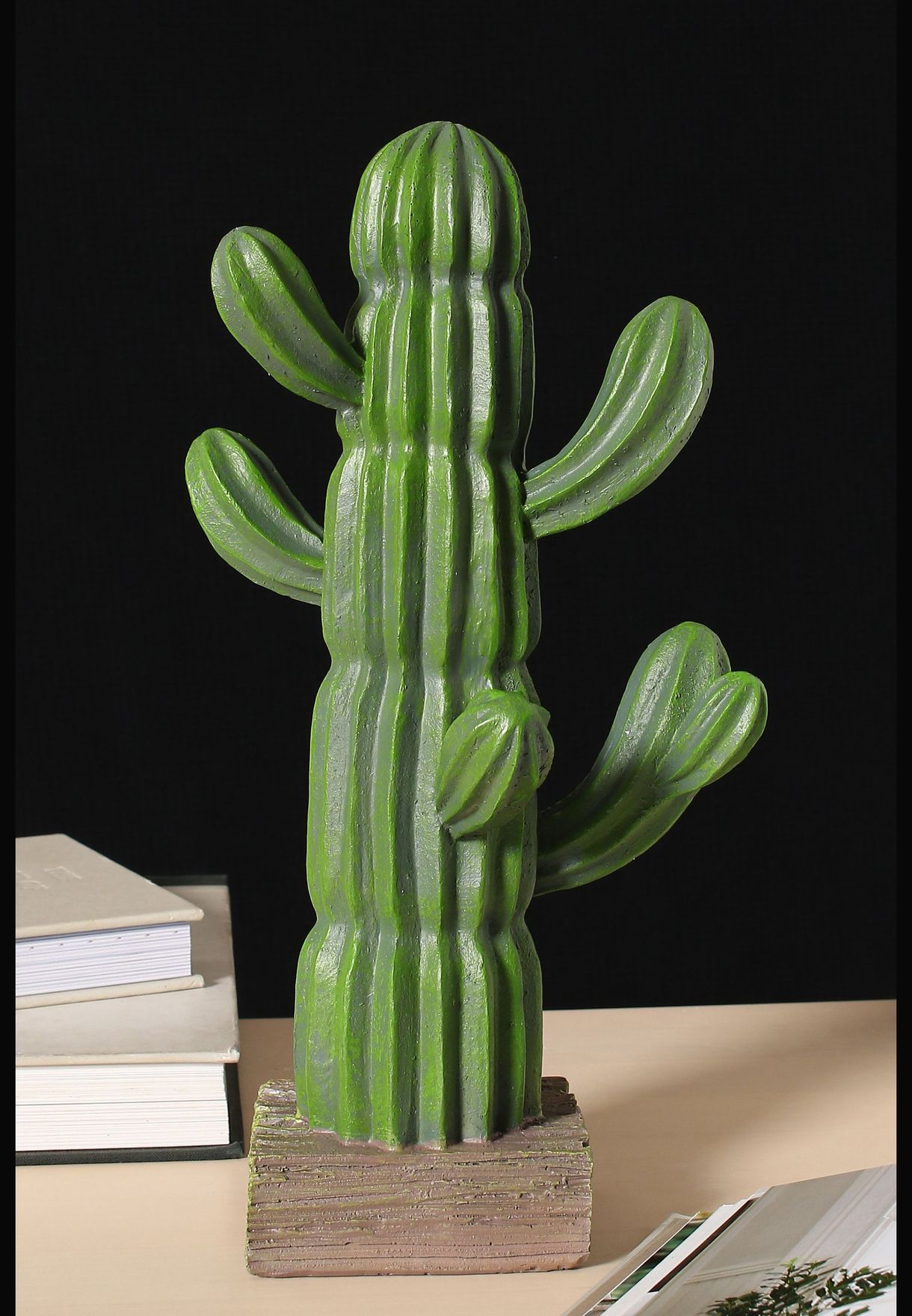 Modern Shamrock Cactus Shaped Soild Minimalistic Ceramic Showpiece For Home Decor