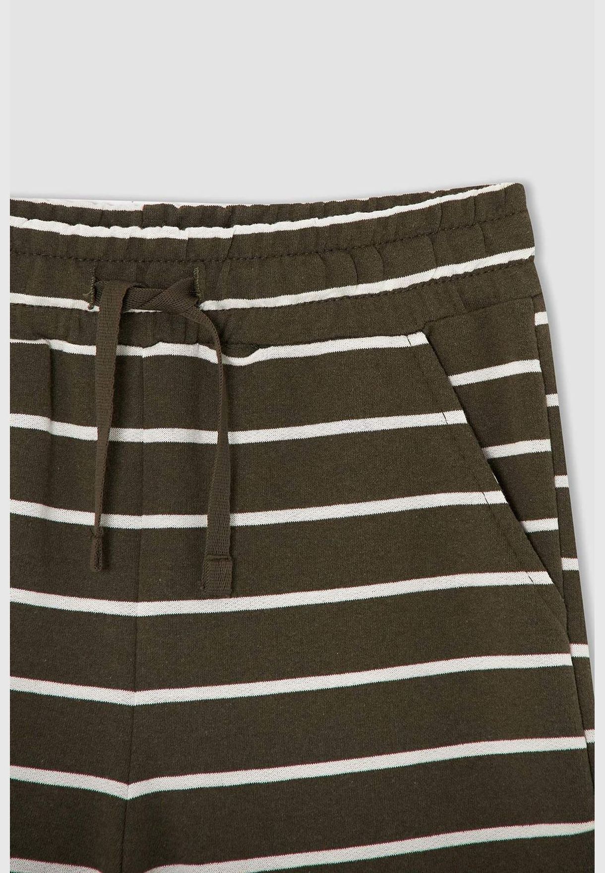 Stripped Drawstring Bermuda Shorts