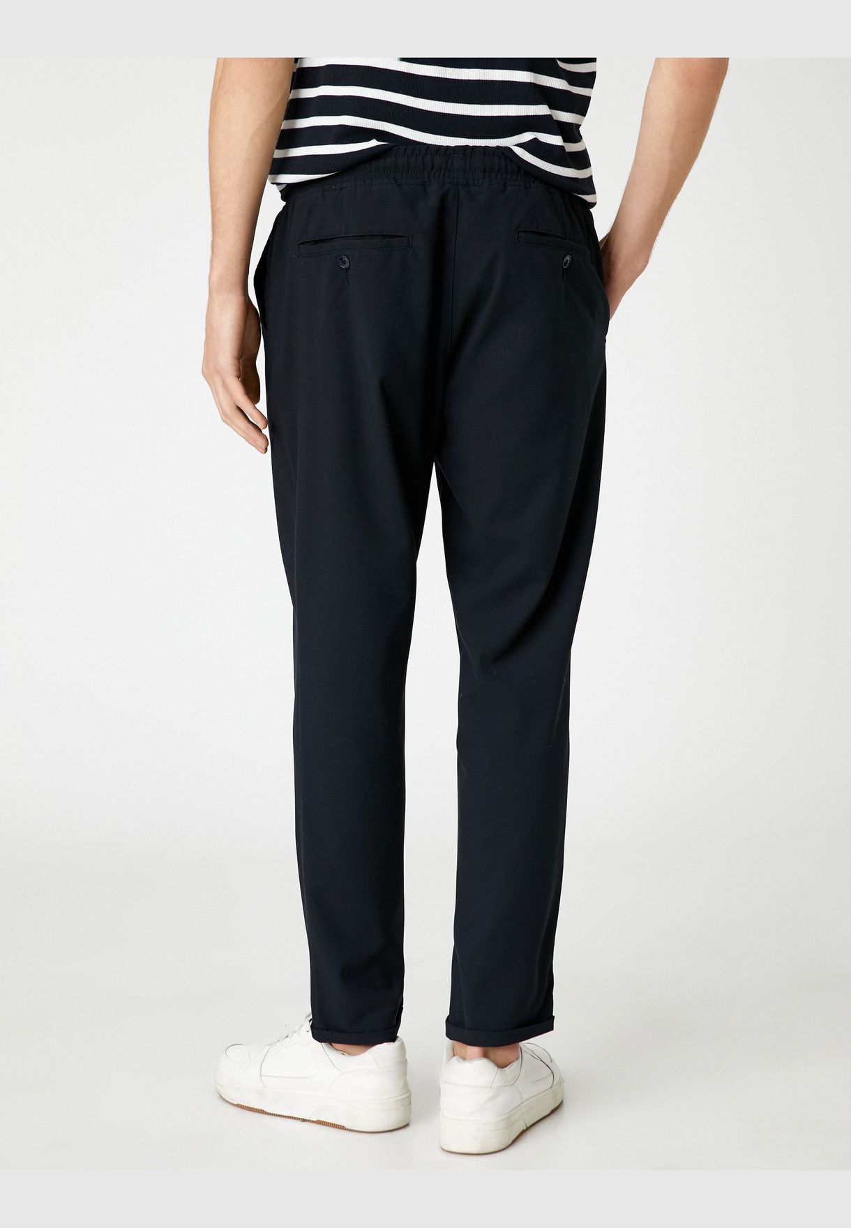 Basic Woven Trousers Drawstring Pocket Detail