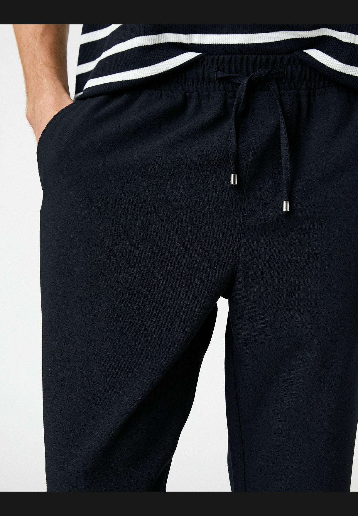 Basic Woven Trousers Drawstring Pocket Detail