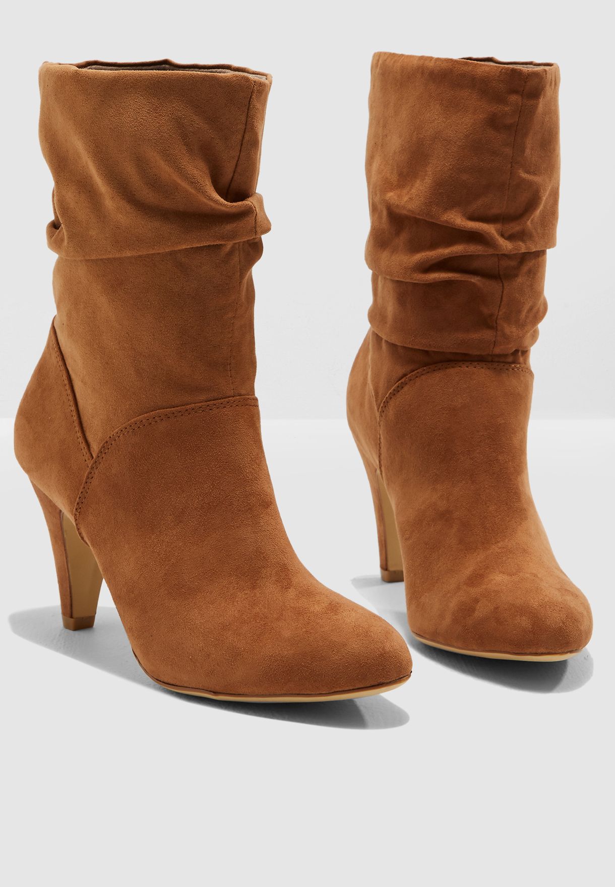 brown ruched boots womens