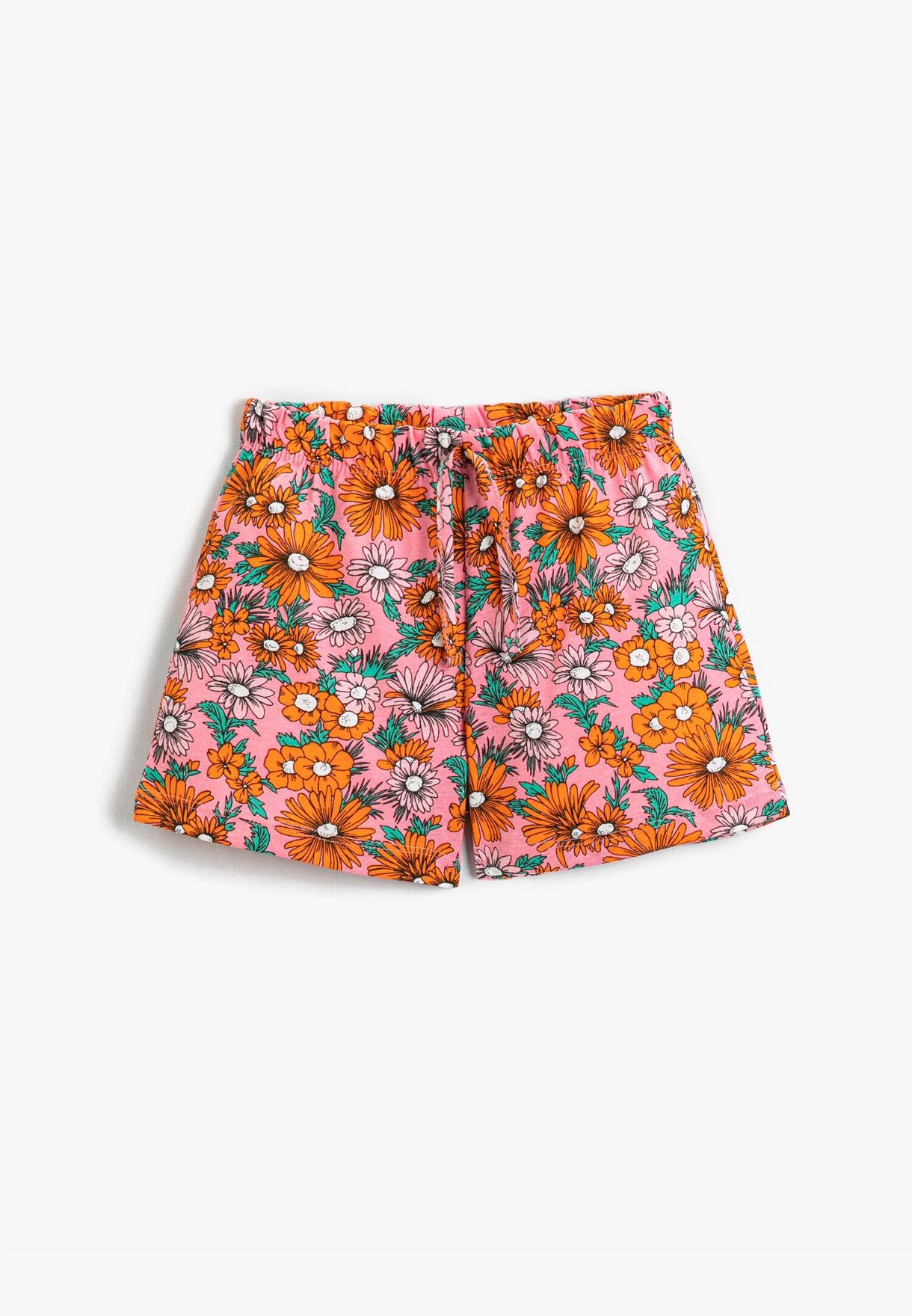 Floral Drawstring Shorts Cotton
