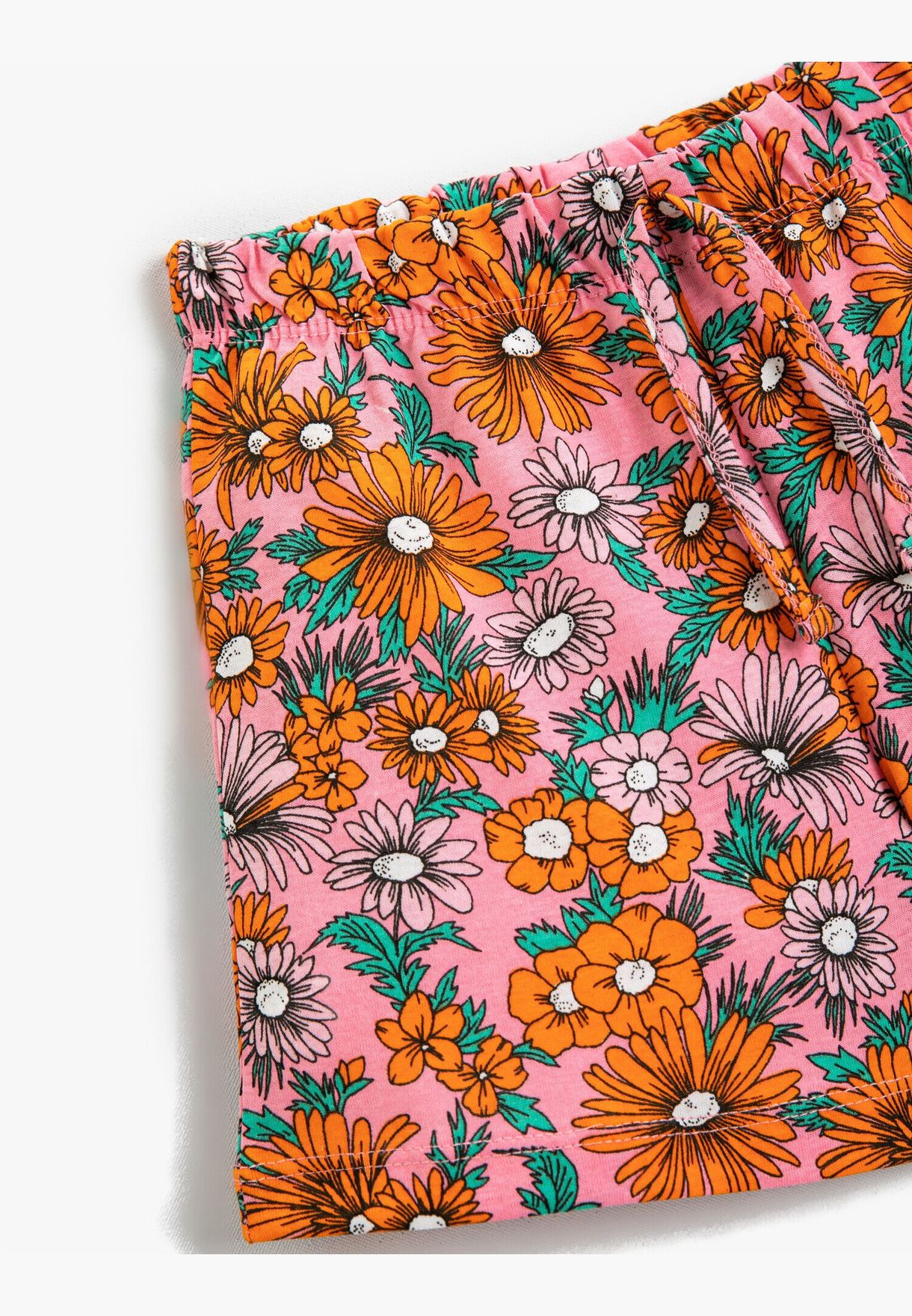 Floral Drawstring Shorts Cotton