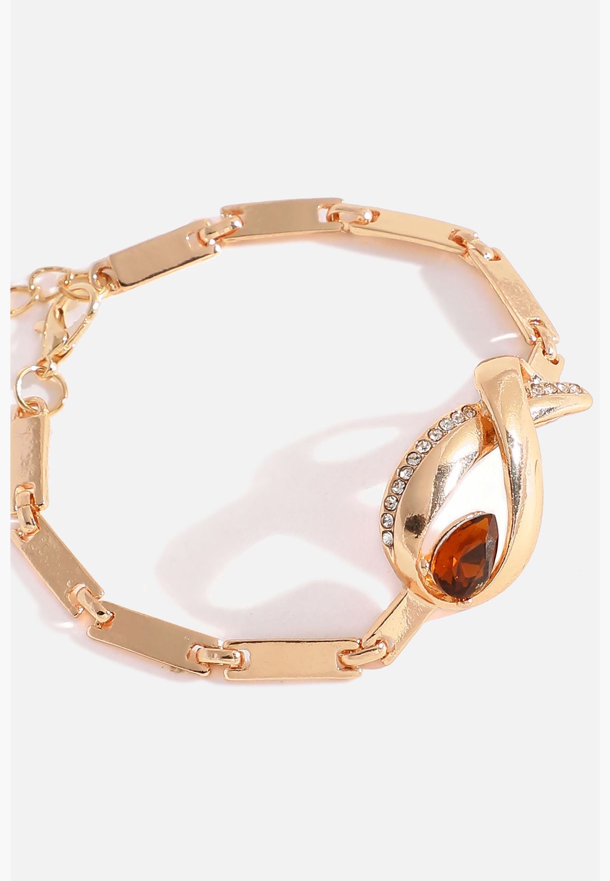 Gold Plated Designer Stone Necklace, Earring, Ring and Bracelet Set