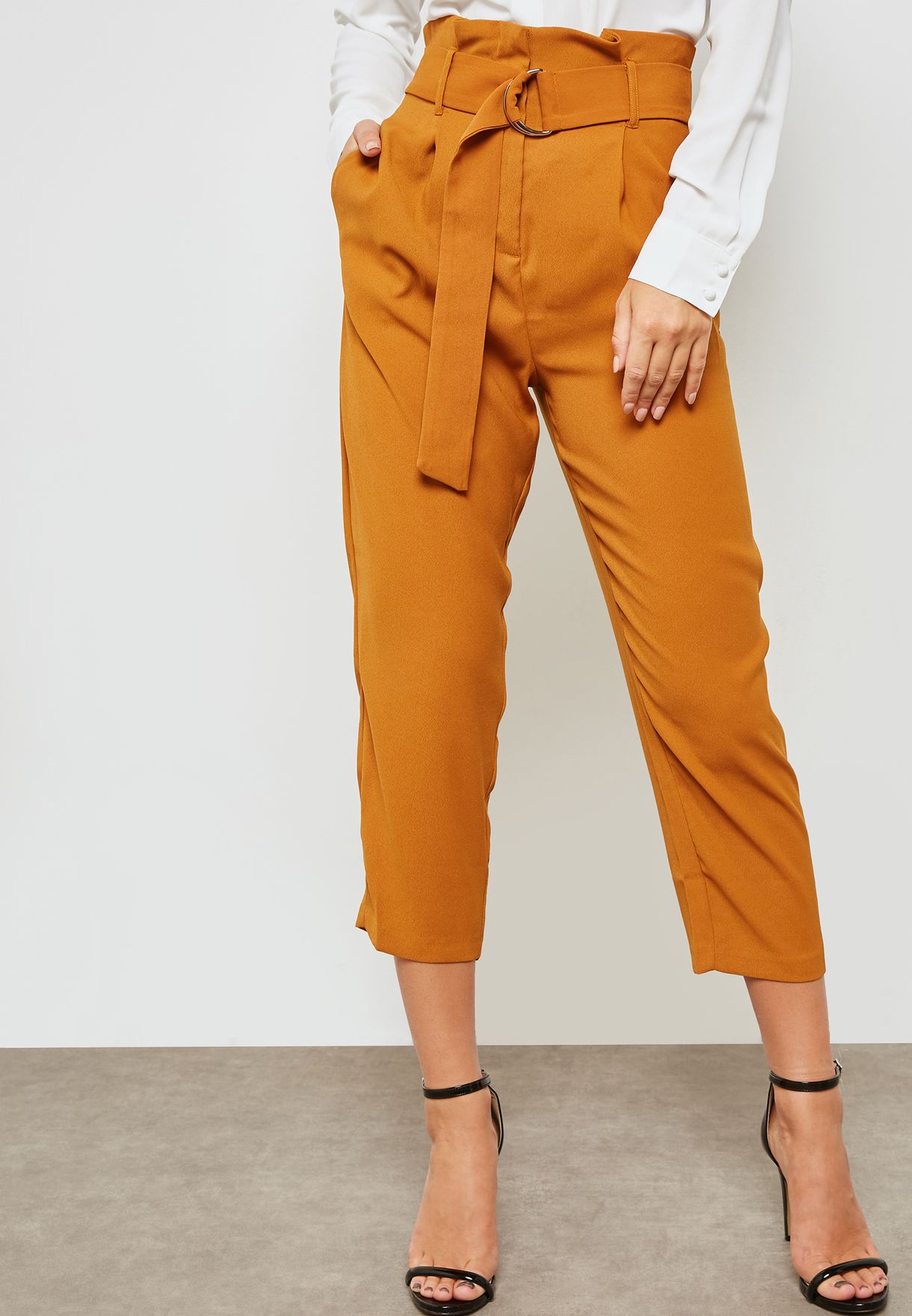 Buy Forever 21 yellow Belted Paper Bag Pants for Women in MENA, Worldwide
