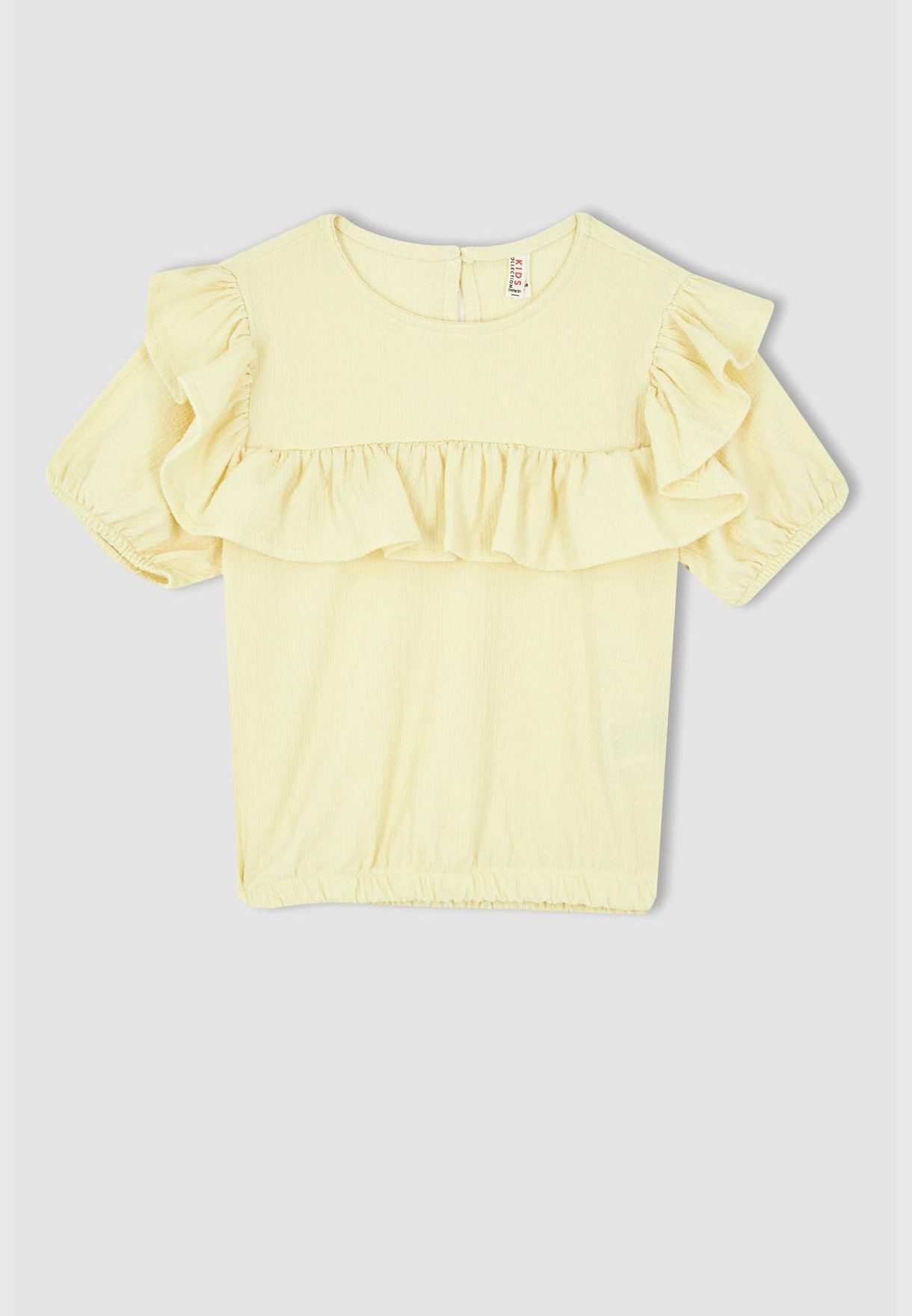 Short Sleeve Frill Detail Crop T-Shirt