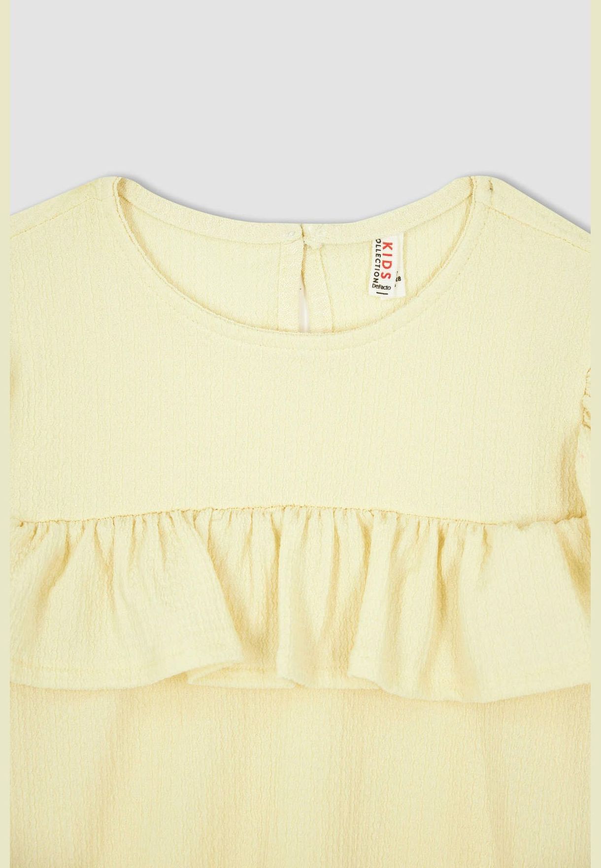 Short Sleeve Frill Detail Crop T-Shirt