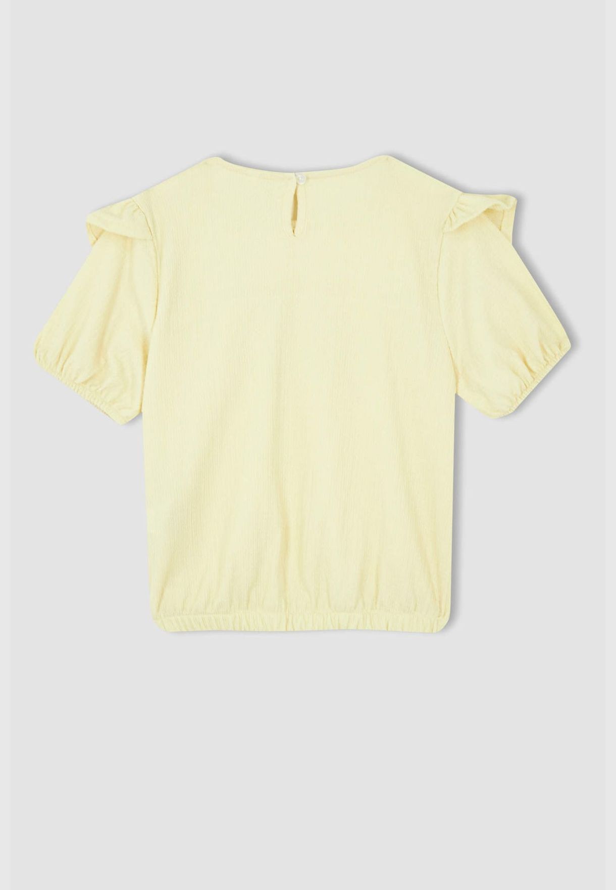 Short Sleeve Frill Detail Crop T-Shirt
