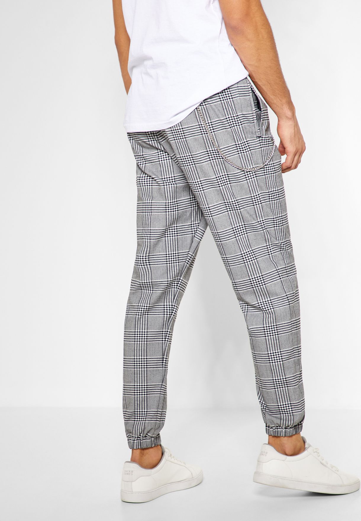 grey checked joggers