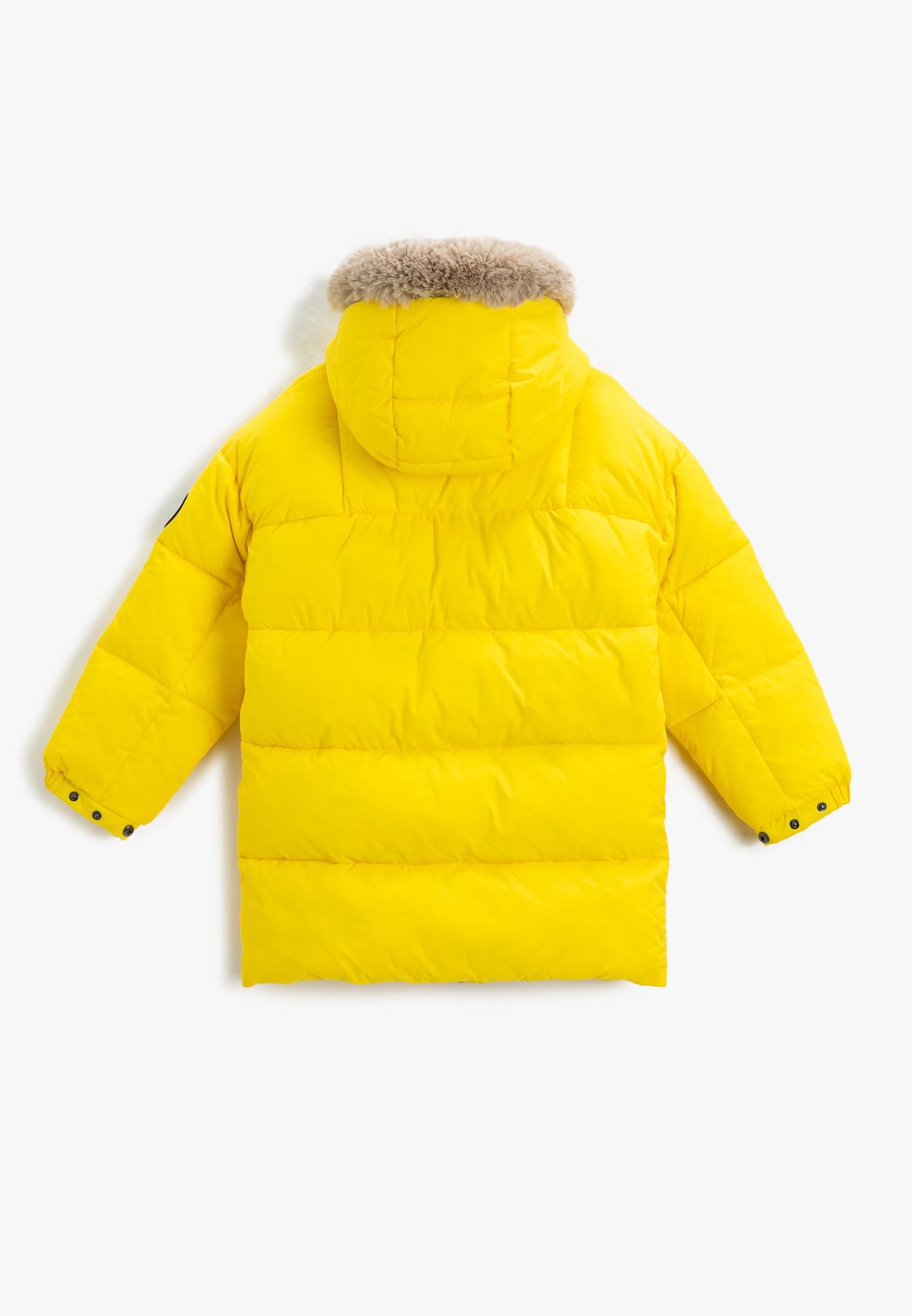 Padded Hooded Anorak Faux Fur Detail Zip and Wind Flap Closure