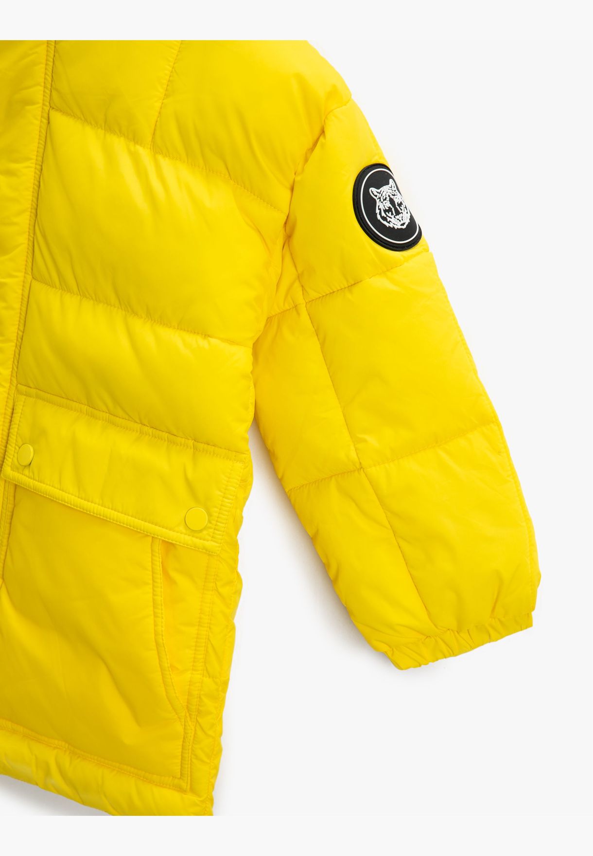 Padded Hooded Anorak Faux Fur Detail Zip and Wind Flap Closure