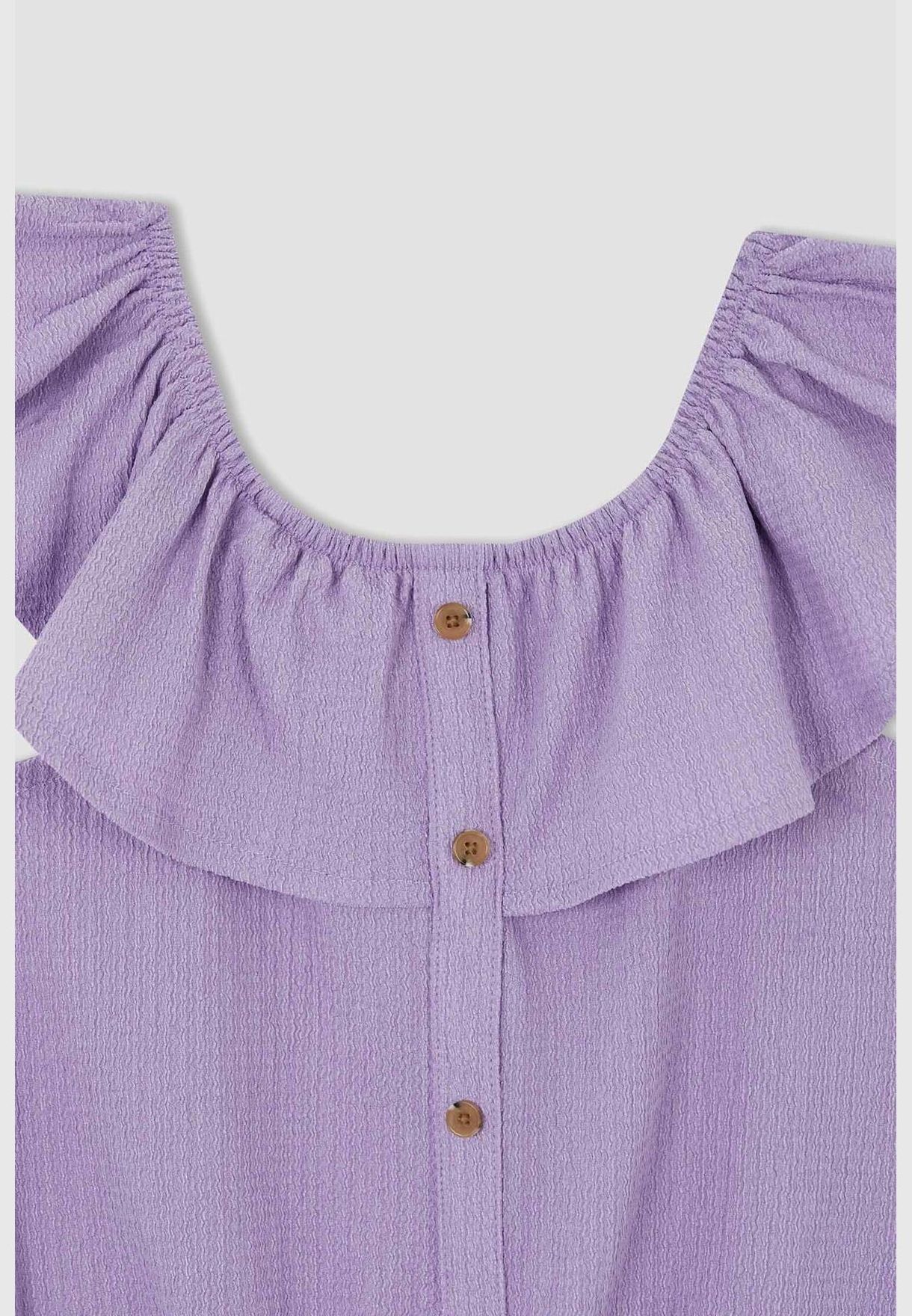 Regular Fit Sleeveless Frill Detail Blouse & Trousers Set