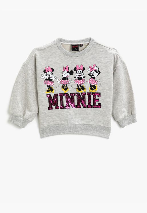 Minnie Mouse Licensed Printed Sequinned Sweatshirt