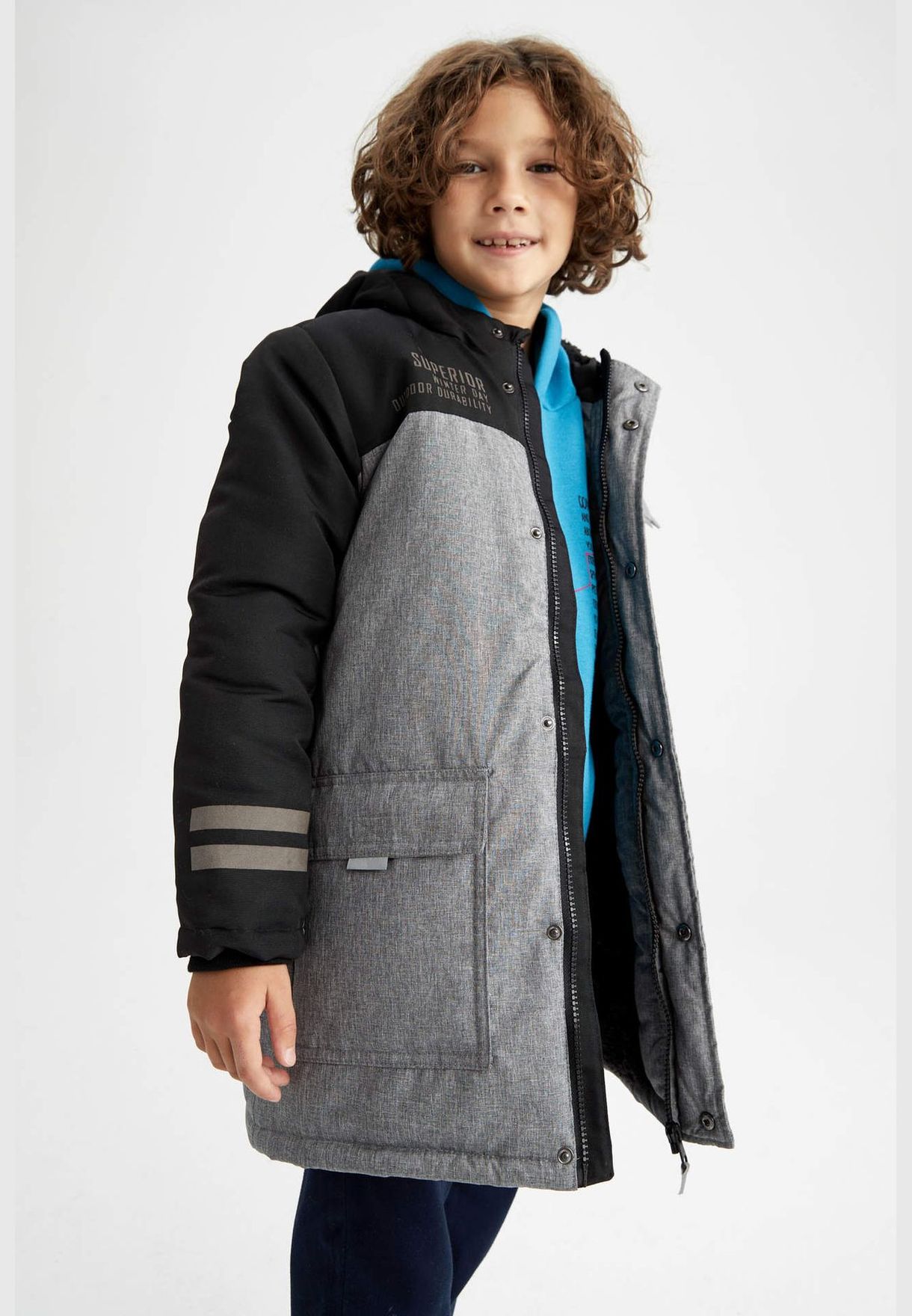 Boy Regular Fit Hooded Long Sleeve Coat