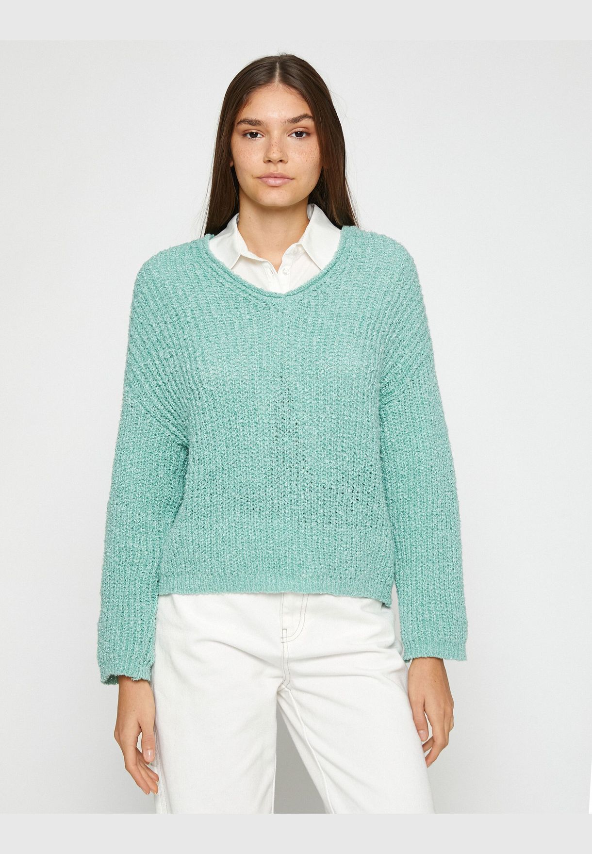 Knitted Sweater V Neck