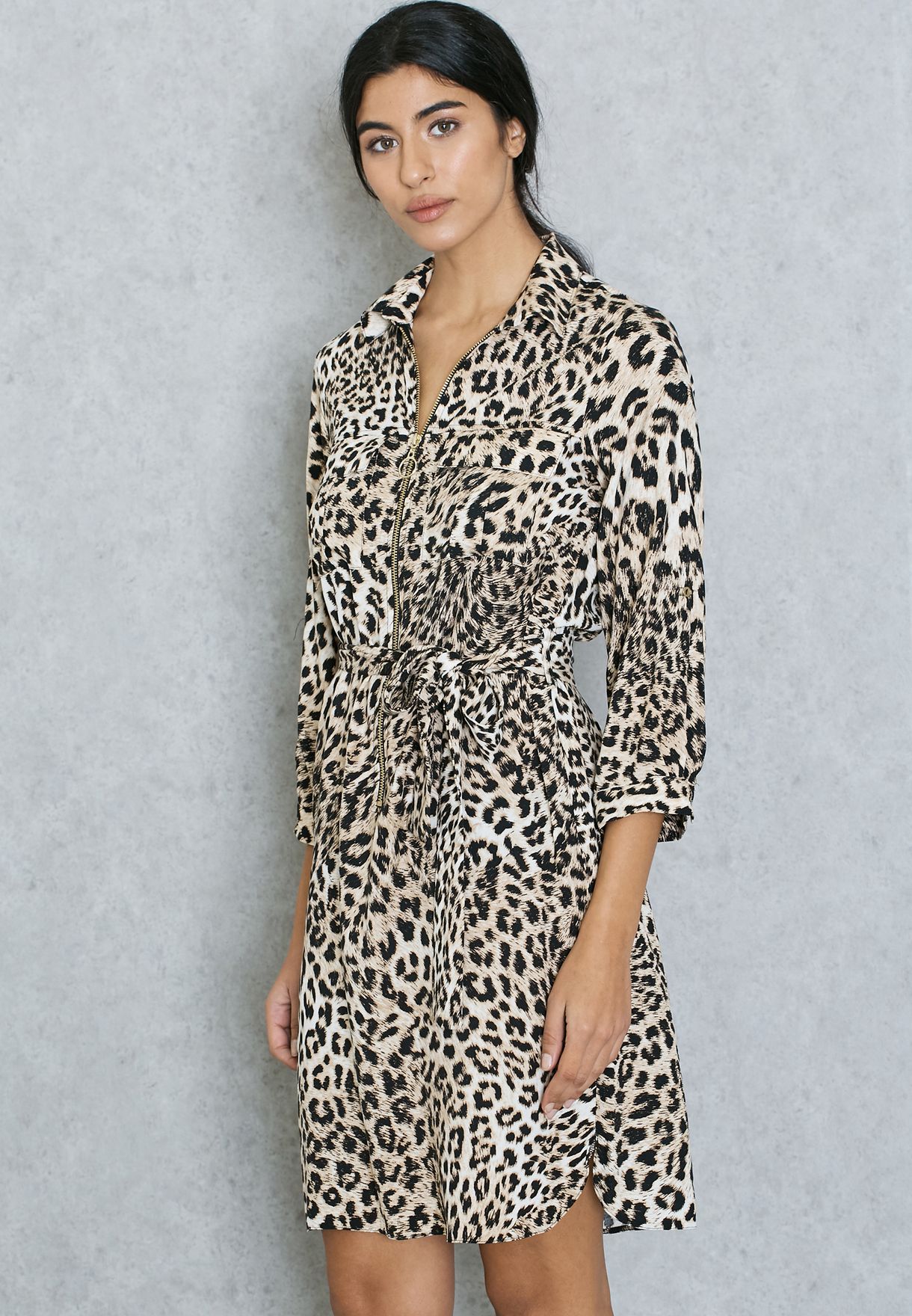 dorothy perkins animal print shirt dress