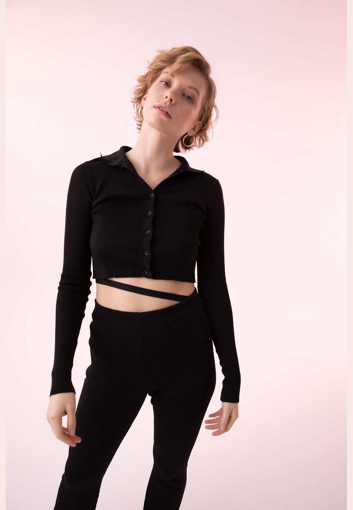 Regular Fit Long Sleeve Crop Cardigan