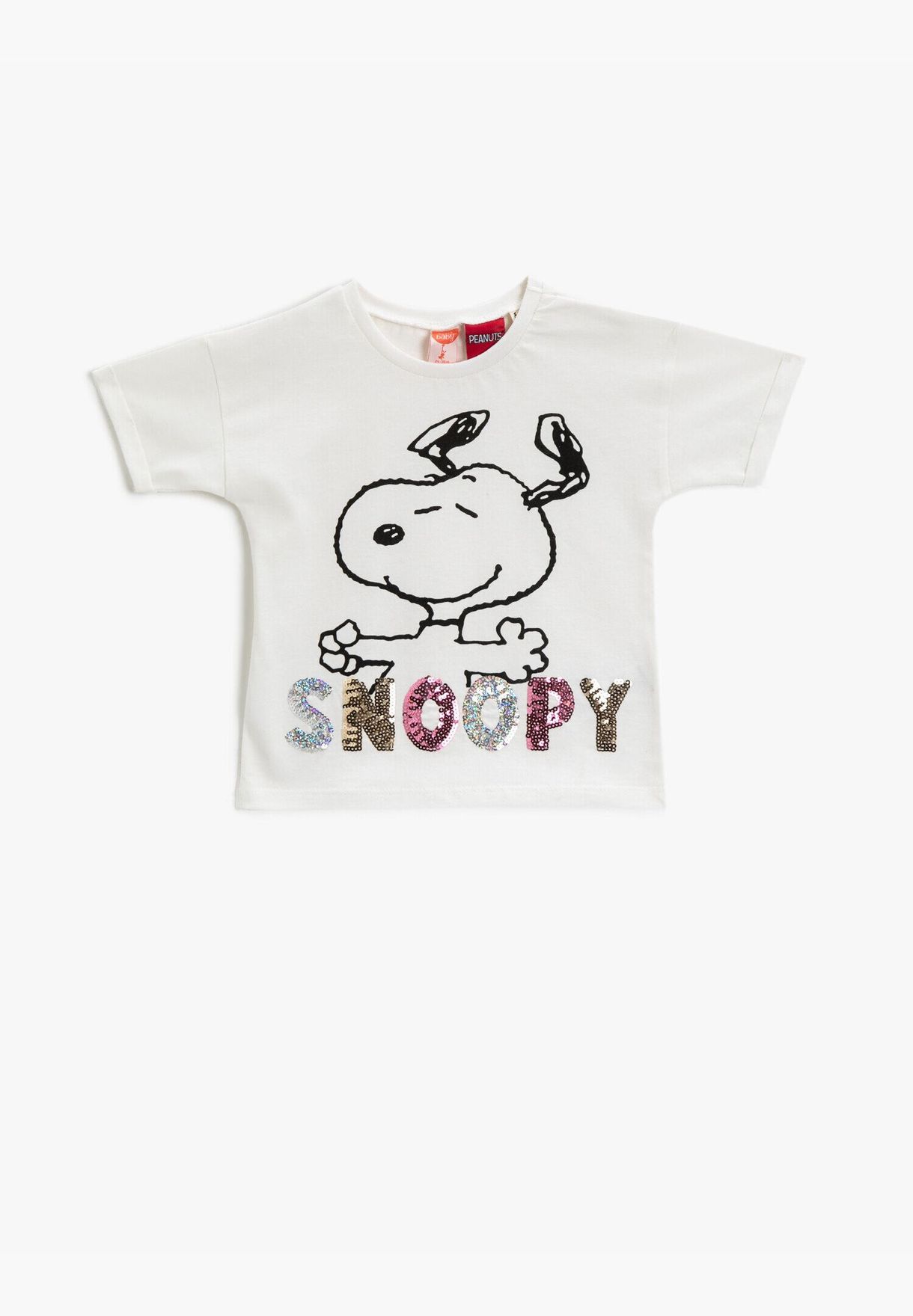 Snoopy T-Shirt Licensed Sequinned Cotton