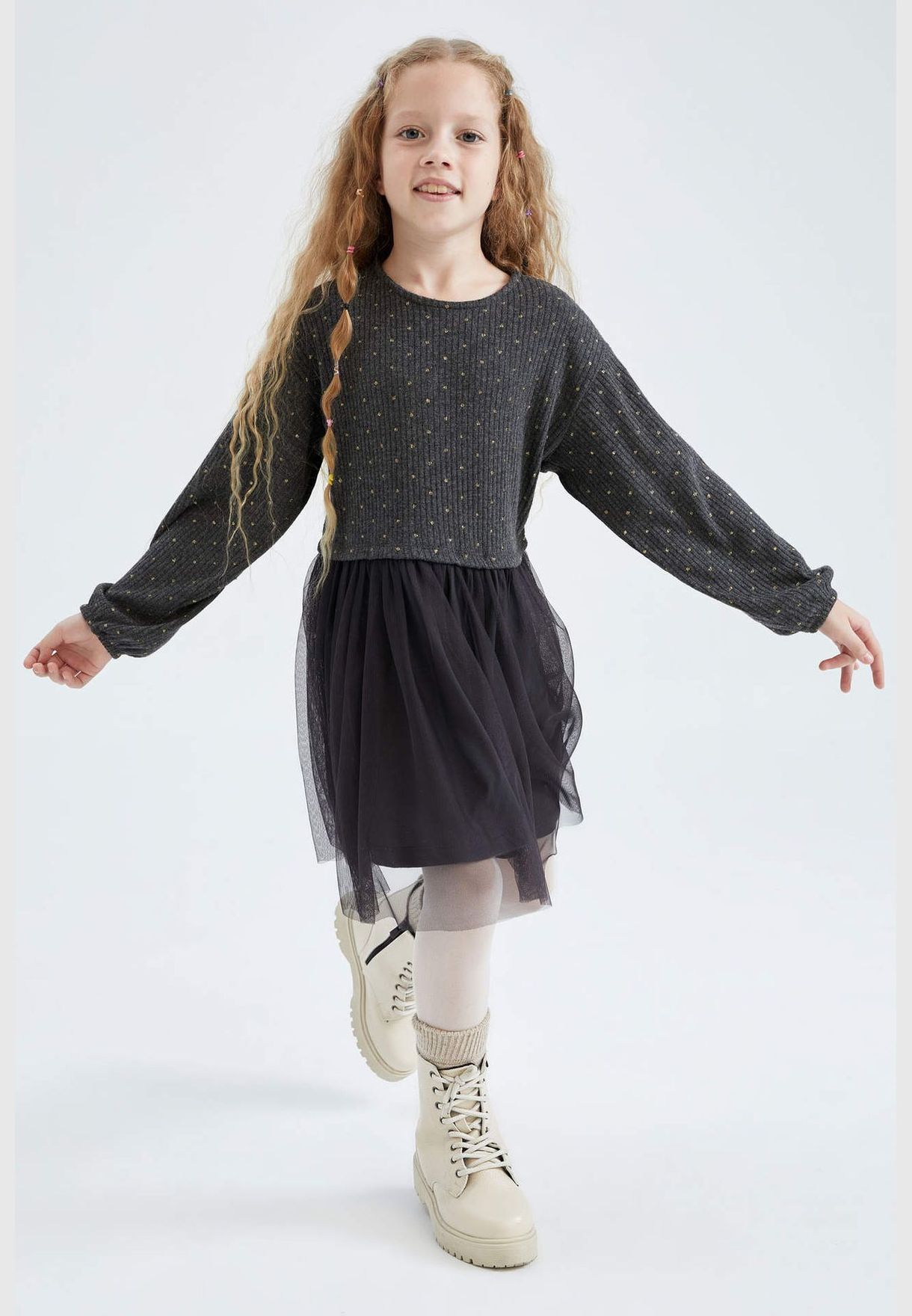 Girl Regular Fit Long Sleeve Knitted Dress