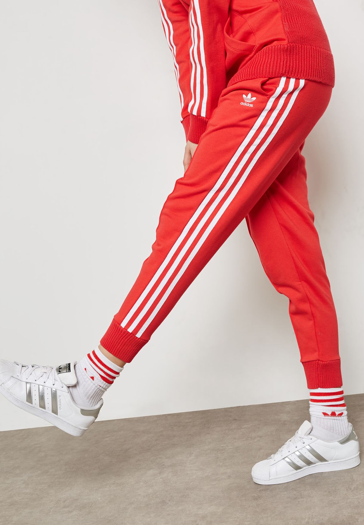 adidas red joggers womens