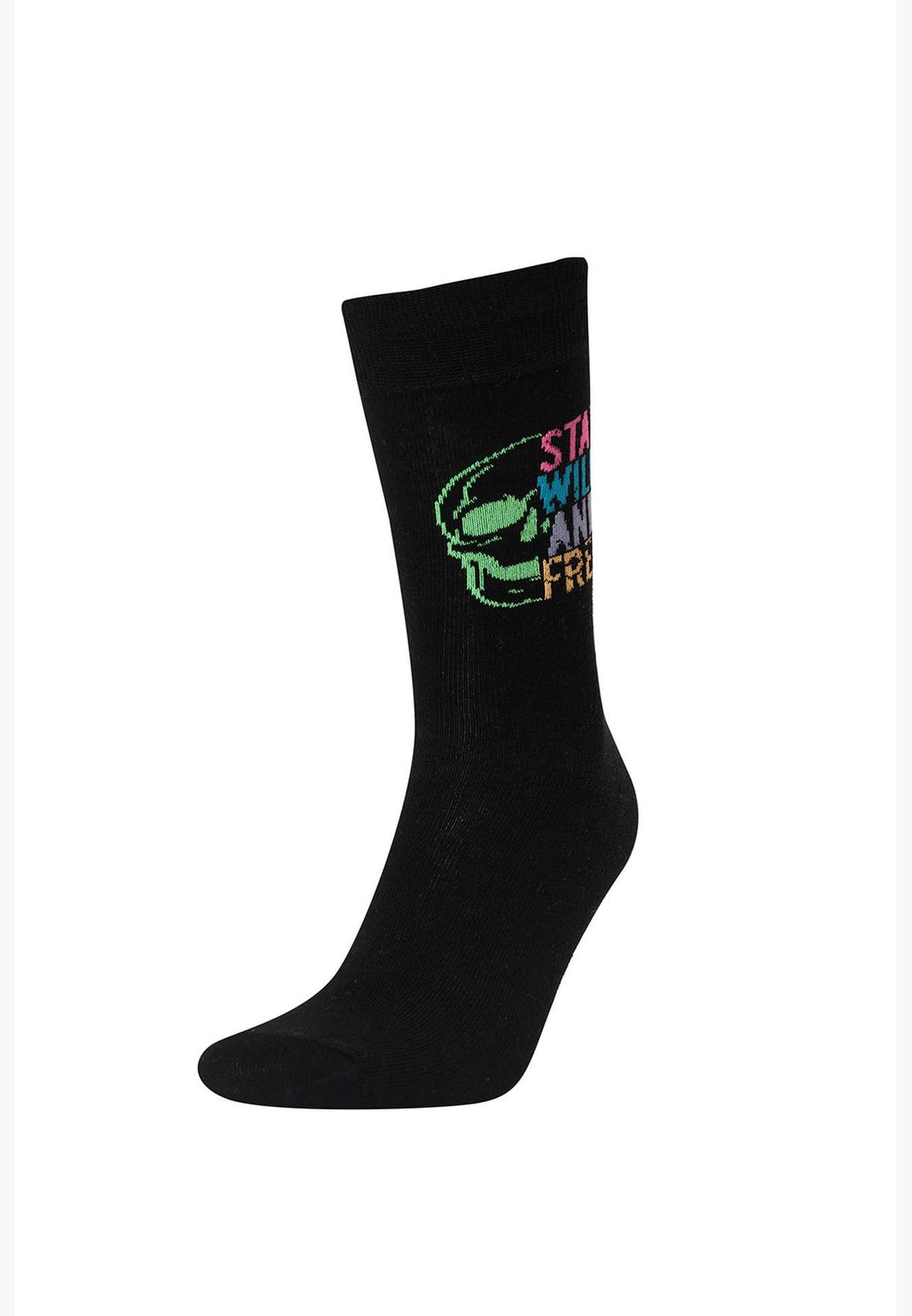 2 Pack Neon Skeleton Print Long Socks