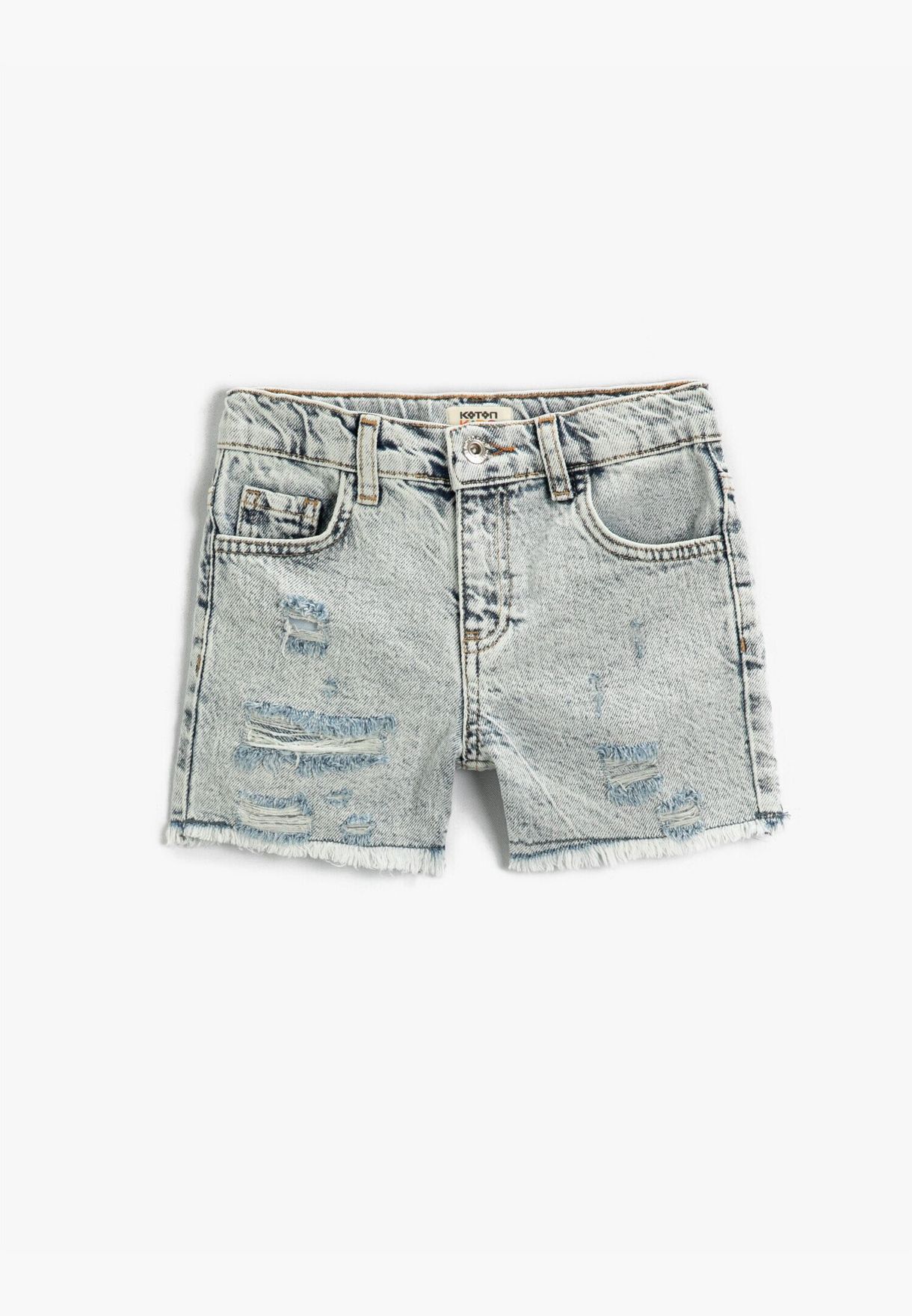 Slit Detail Mini Jean Shorts Cotton